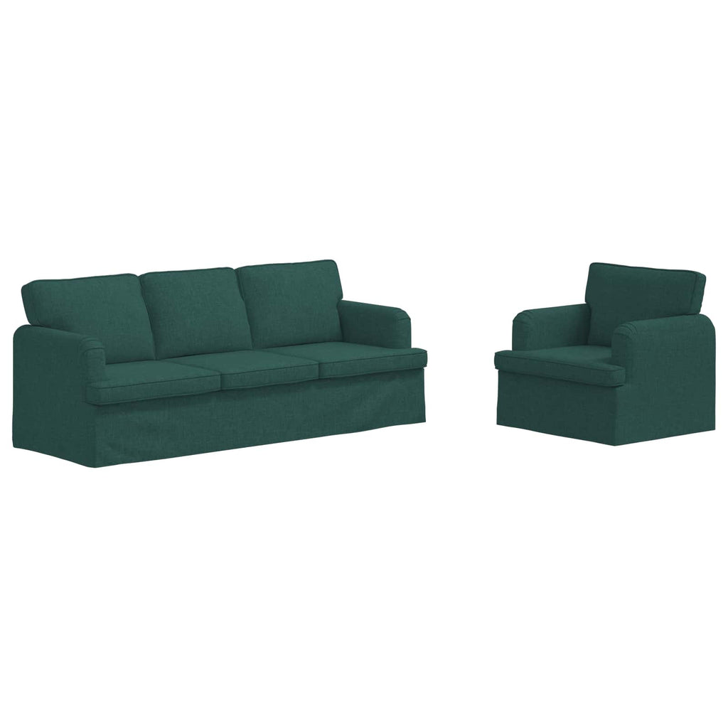 vidaXL Zestaw Sof 2 pcs Ciemna zieleń 201 x 80 x 85 cm tkanina
