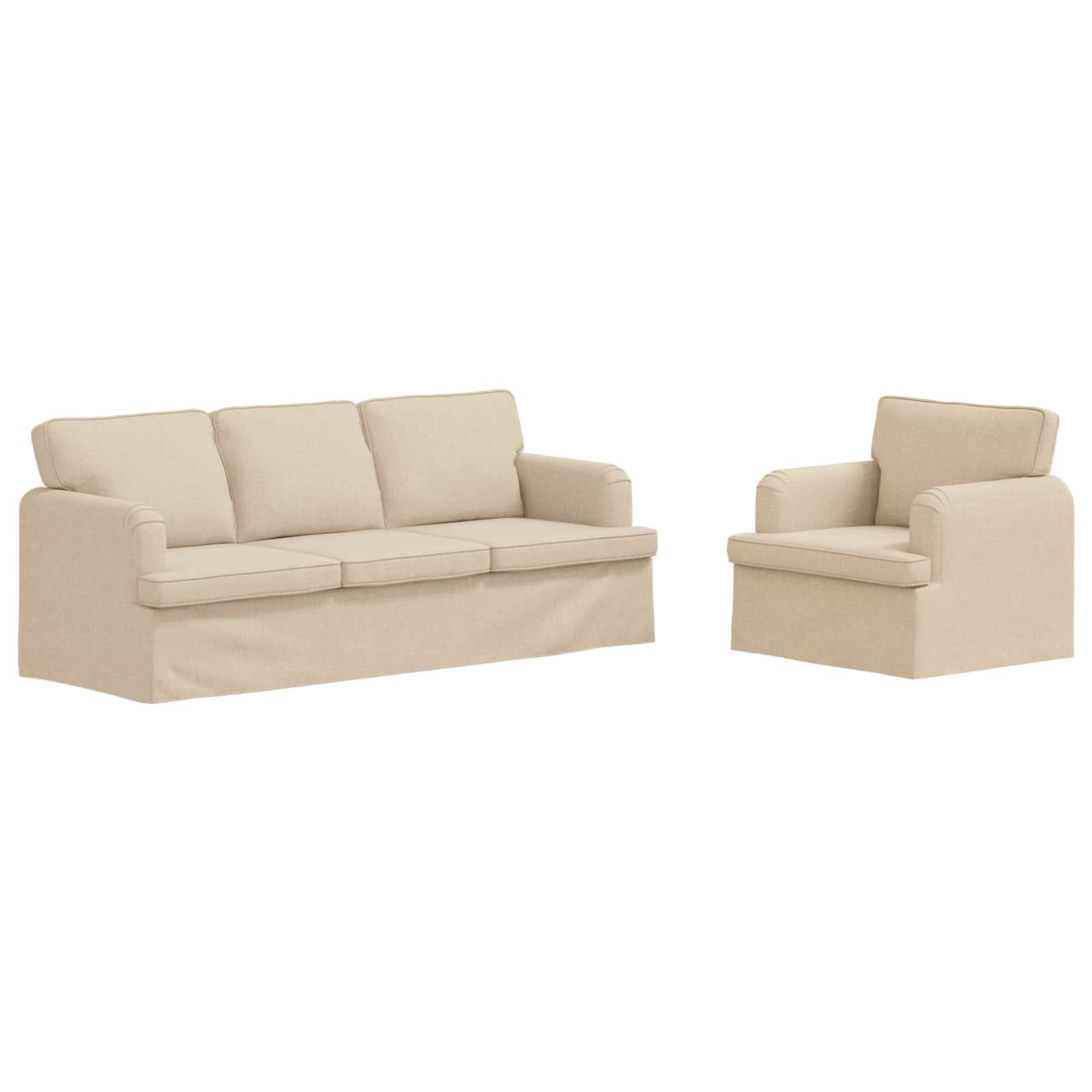 vidaXL Zestaw Sof 2 pcs Kremowy 201 x 80 x 85 cm tkanina
