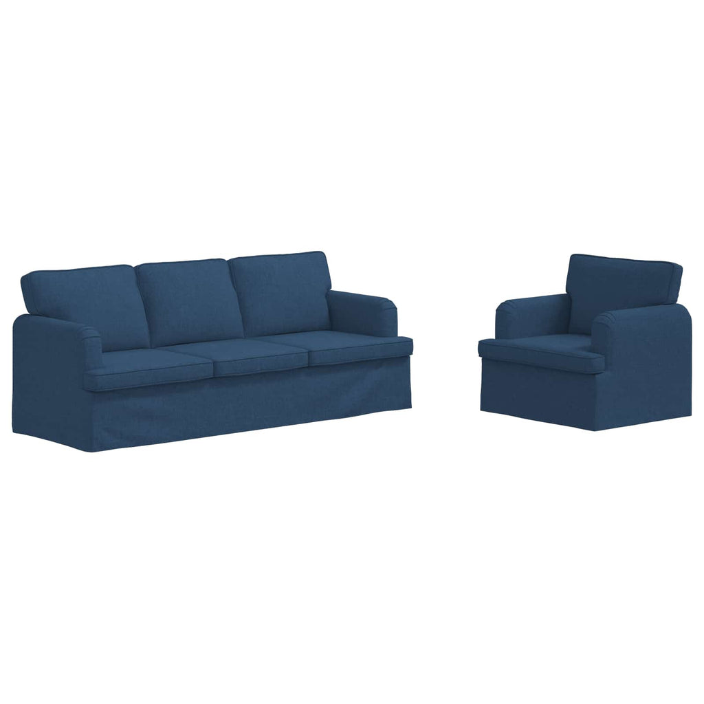 vidaXL Zestaw Sof 2 pcs Niebieski 201 x 80 x 85 cm tkanina