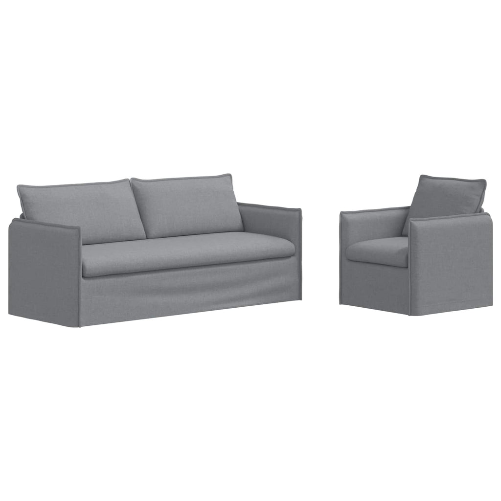vidaXL Zestaw Sof 2 pcs jasnoszary 196 x 82 x 85 cm tkanina
