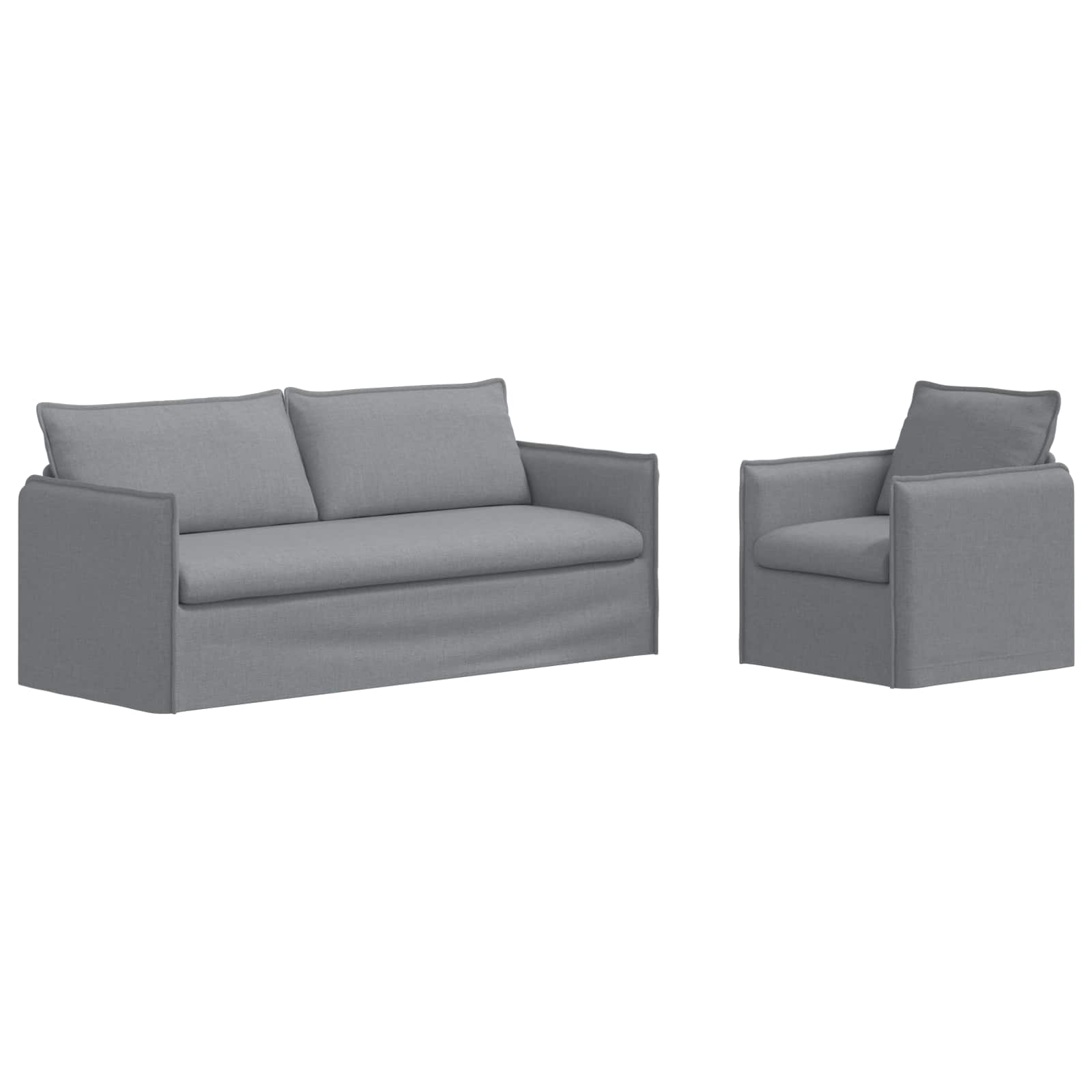 vidaXL Zestaw Sof 2 pcs jasnoszary 196 x 82 x 85 cm tkanina