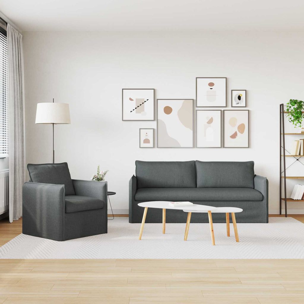 vidaXL Zestaw Sof 2 pcs ciemnoszary 196 x 82 x 85 cm tkanina