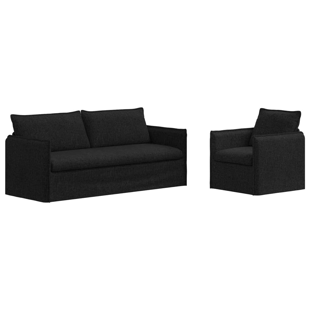 vidaXL Zestaw Sof 2 pcs Czarny 196 x 82 x 85 cm tkanina