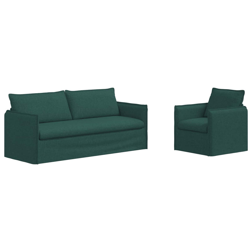 vidaXL Zestaw Sof 2 pcs Ciemnozielony 196 x 82 x 85 cm tkanina