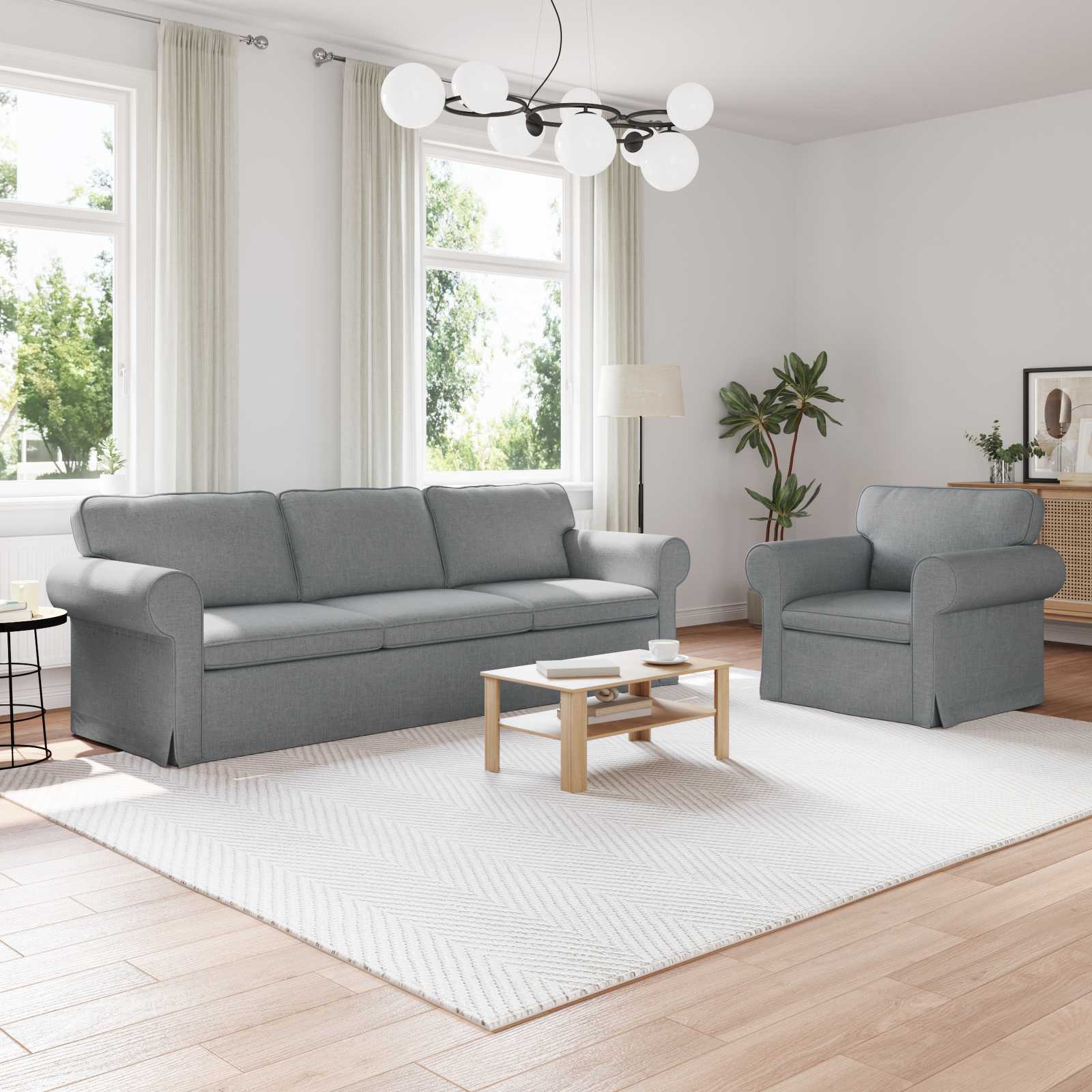 vidaXL Zestaw Sof 2 pcs Jasnoszary 245 x 82 x 80 cm tkanina