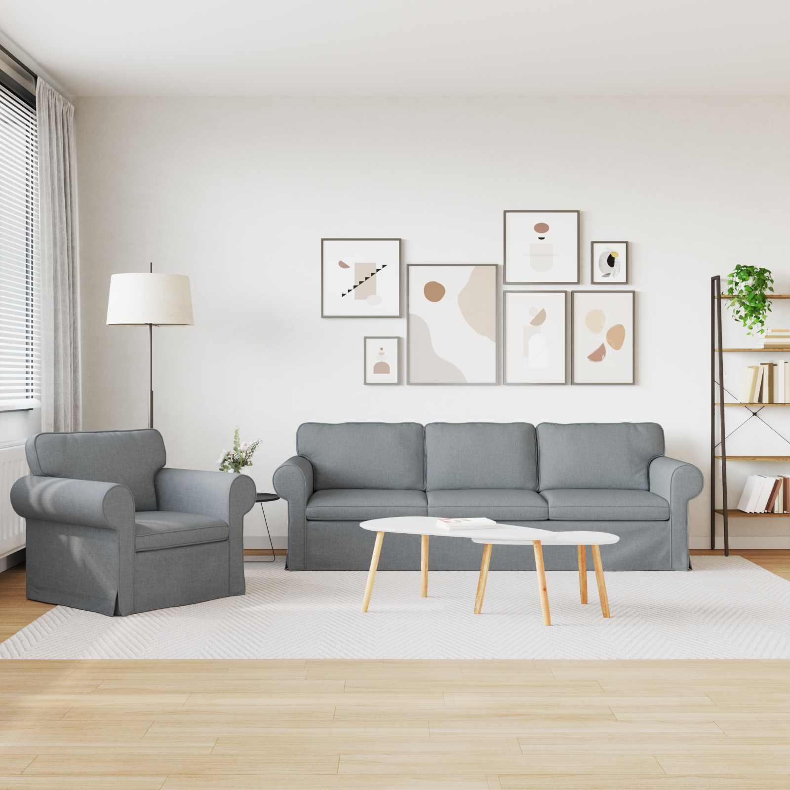 vidaXL Zestaw Sof 2 pcs Jasnoszary 245 x 82 x 80 cm tkanina