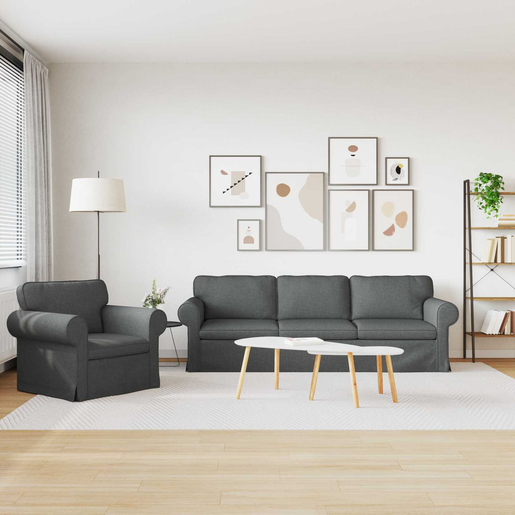 vidaXL Zestaw Sof 2 pcs Ciemnoszary 245 x 82 x 80 cm tkanina
