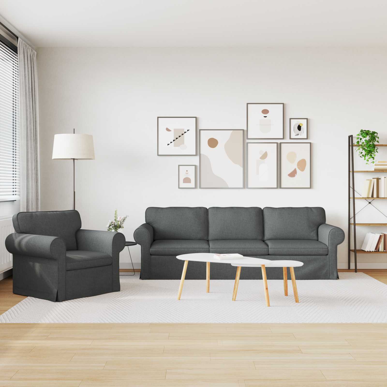 vidaXL Zestaw Sof 2 pcs Ciemnoszary 245 x 82 x 80 cm tkanina