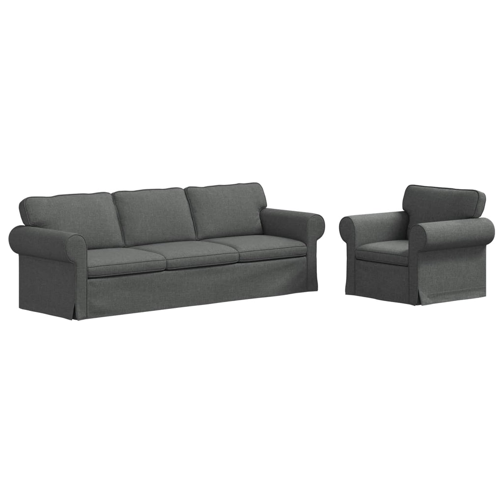 vidaXL Zestaw Sof 2 pcs Ciemnoszary 245 x 82 x 80 cm tkanina