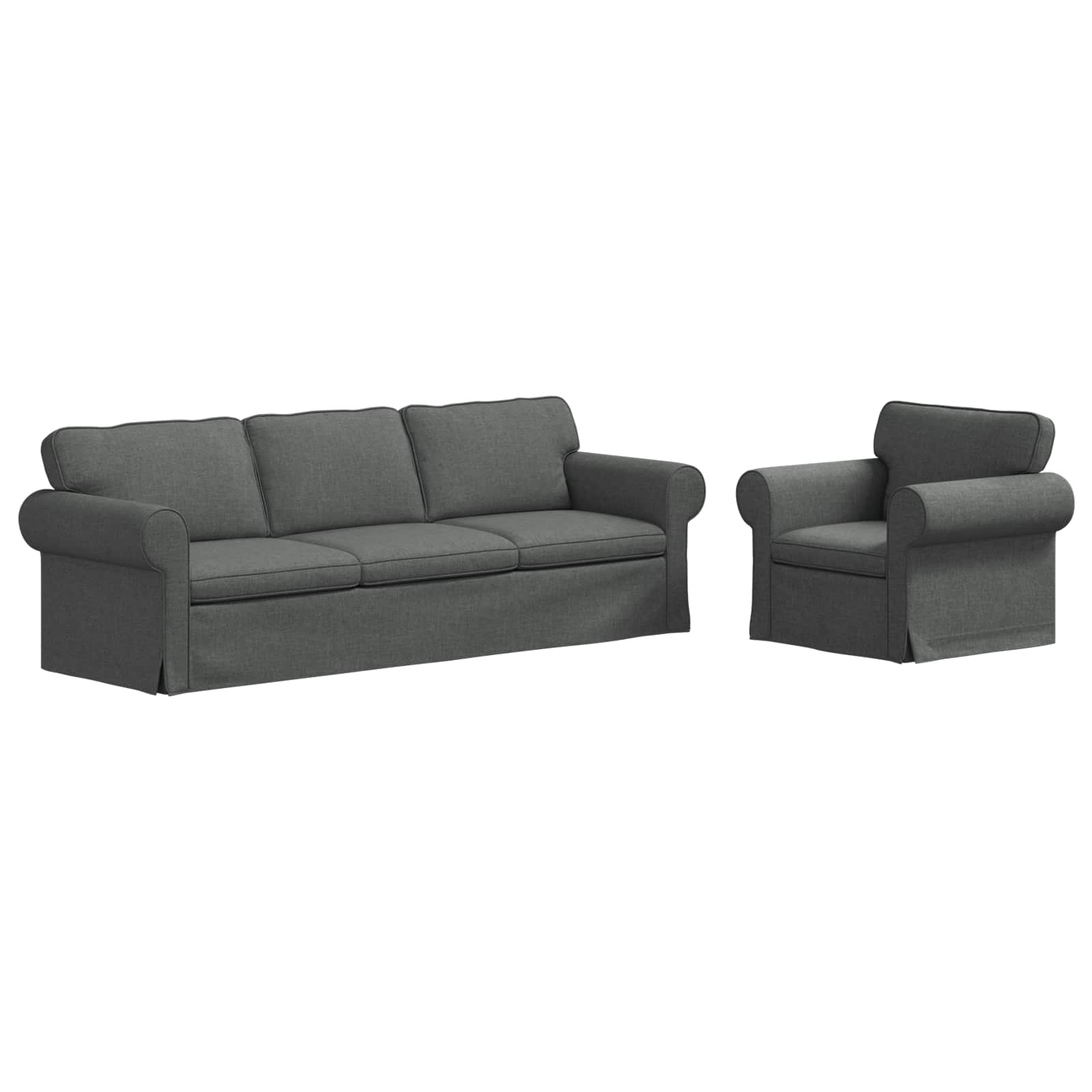 vidaXL Zestaw Sof 2 pcs Ciemnoszary 245 x 82 x 80 cm tkanina