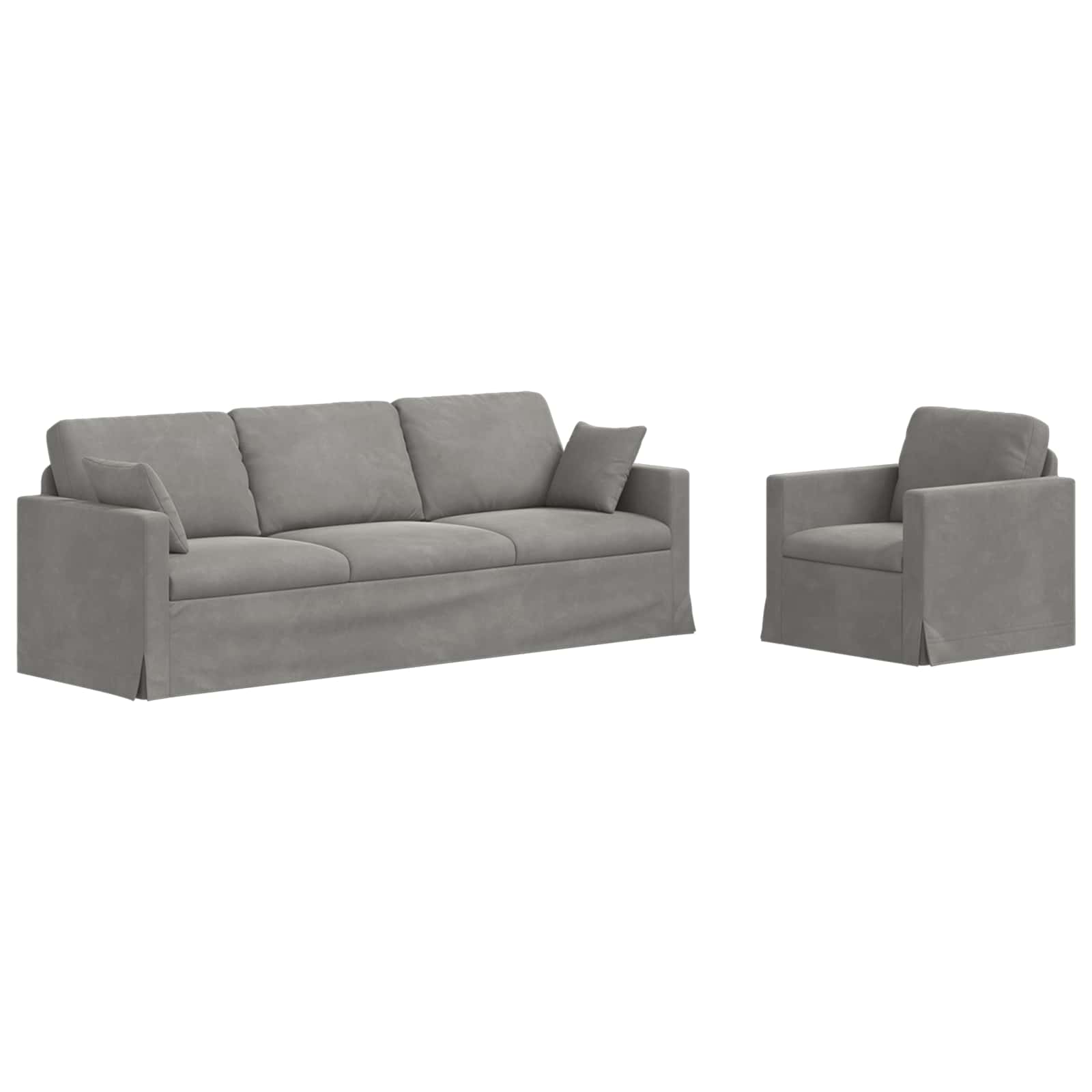 vidaXL Zestaw Sof 2 pcs Jasnoszary 228 x 78 x 80 cm Aksamit