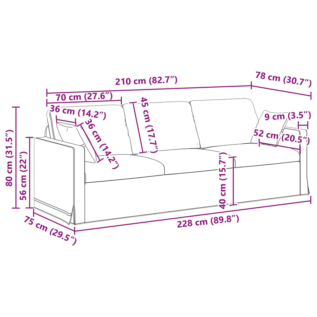 vidaXL Zestaw Sof 2 pcs Jasnoszary 228 x 78 x 80 cm Aksamit