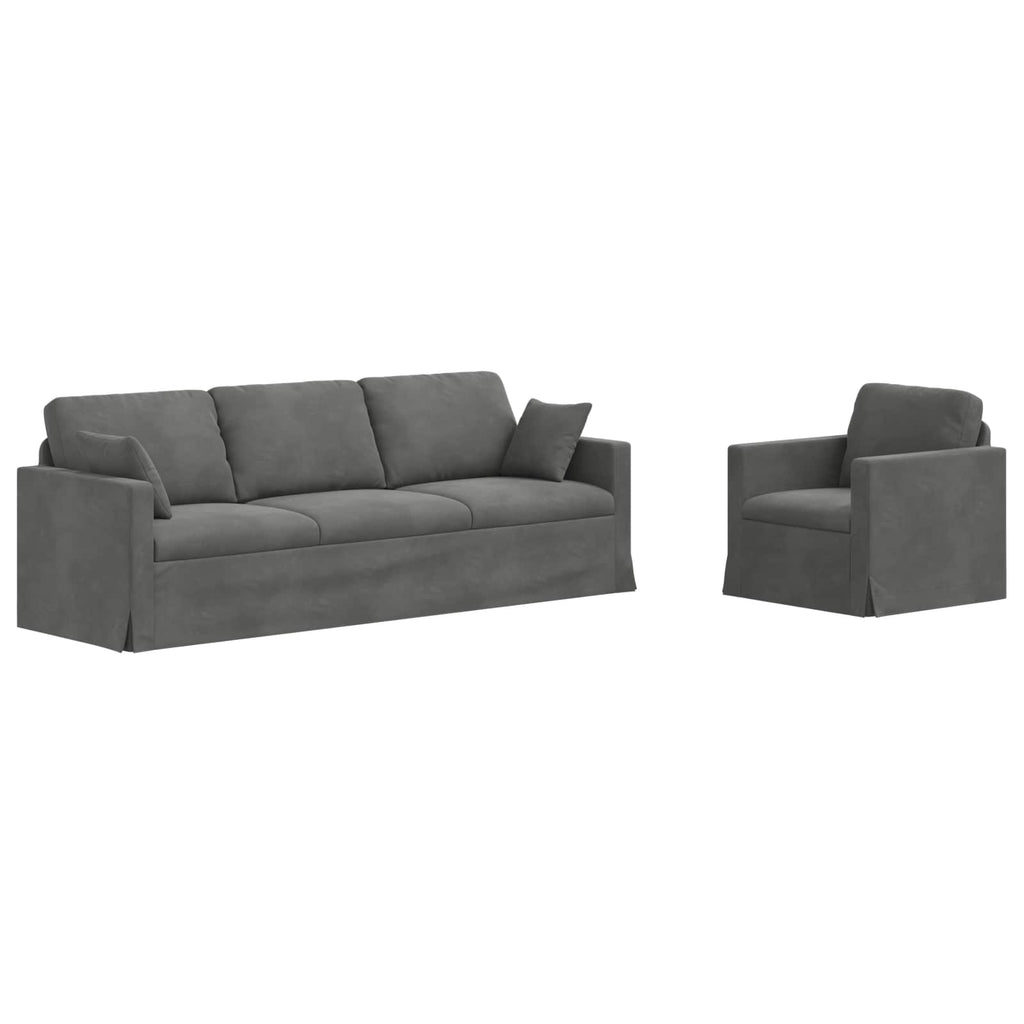 vidaXL Zestaw Sof 2 pcs Ciemnoszary 228 x 78 x 80 cm Aksamit