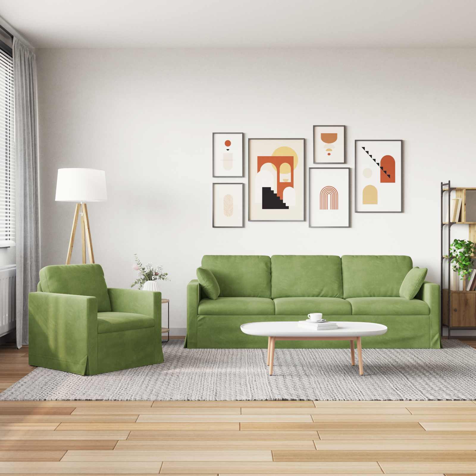 vidaXL Zestaw Sof 2 pcs Jasnozielony 228 x 78 x 80 cm Aksamit