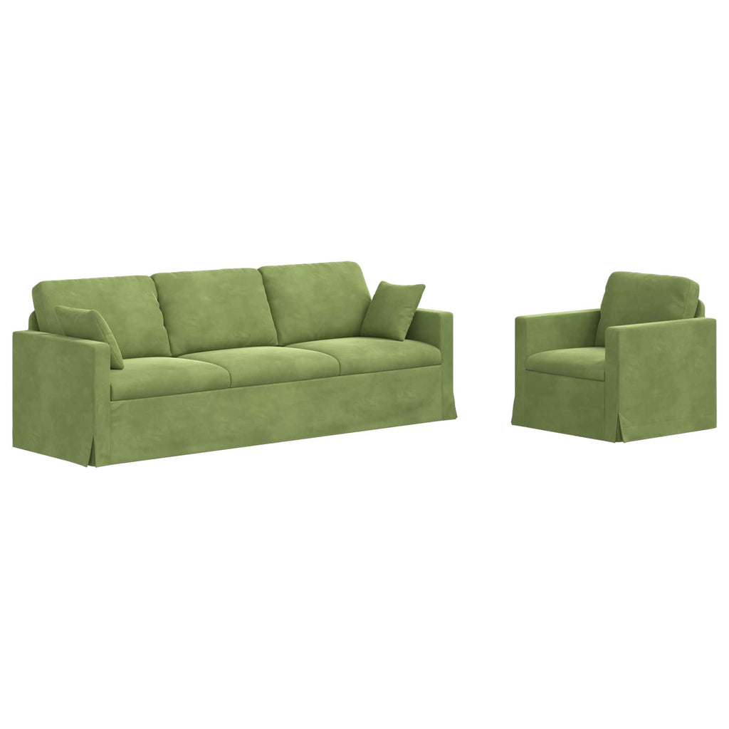 vidaXL Zestaw Sof 2 pcs Jasnozielony 228 x 78 x 80 cm Aksamit