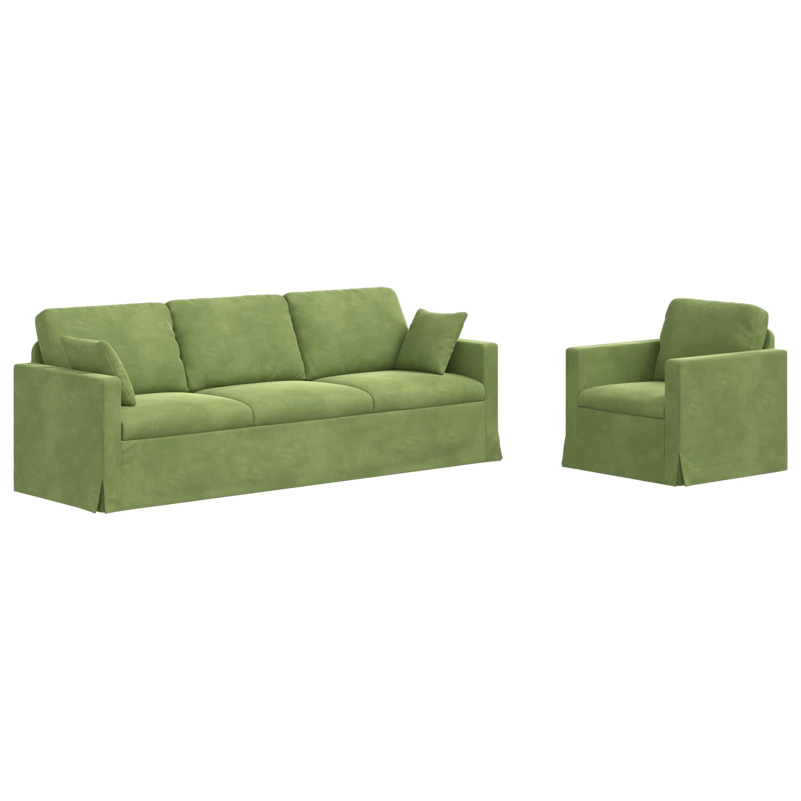 vidaXL Zestaw Sof 2 pcs Jasnozielony 228 x 78 x 80 cm Aksamit