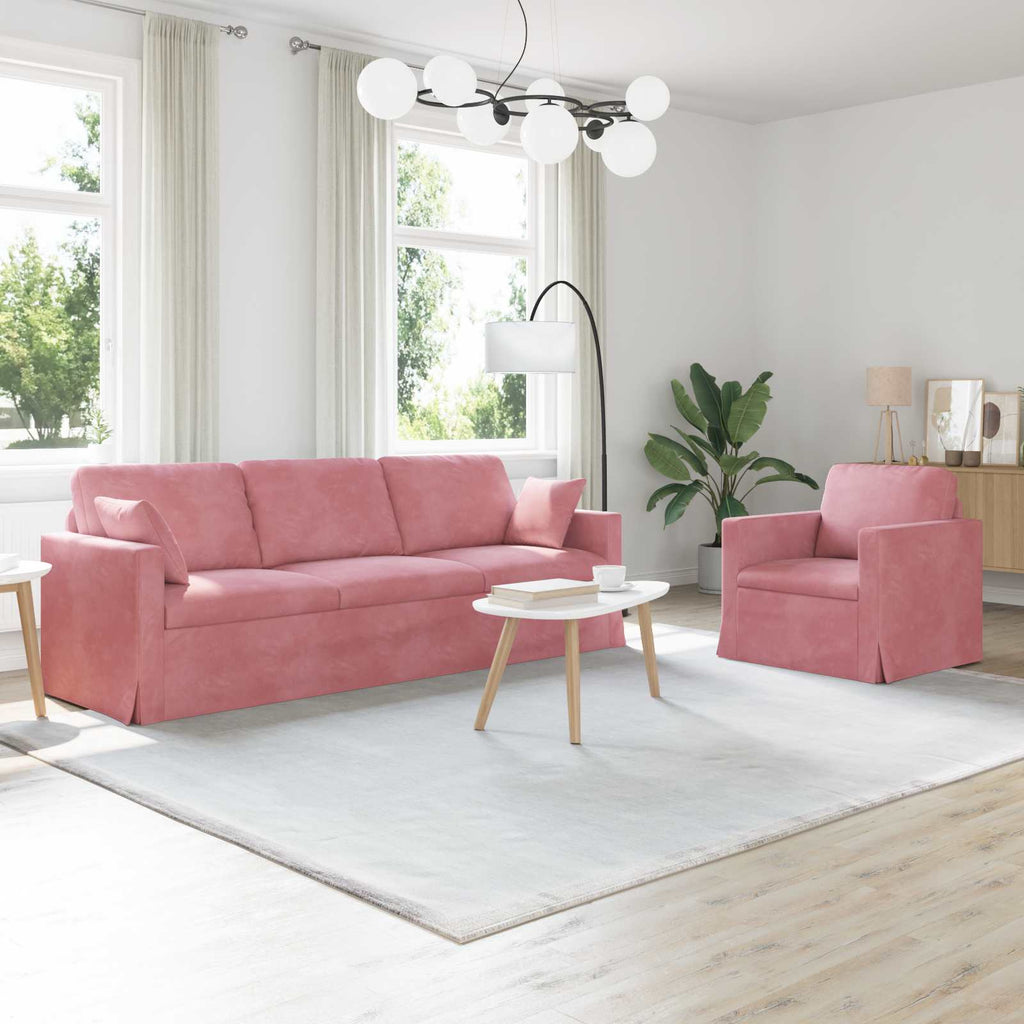 vidaXL Zestaw Sof 2 pcs Różowy 228 x 78 x 80 cm Aksamit