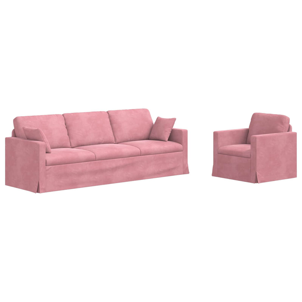 vidaXL Zestaw Sof 2 pcs Różowy 228 x 78 x 80 cm Aksamit