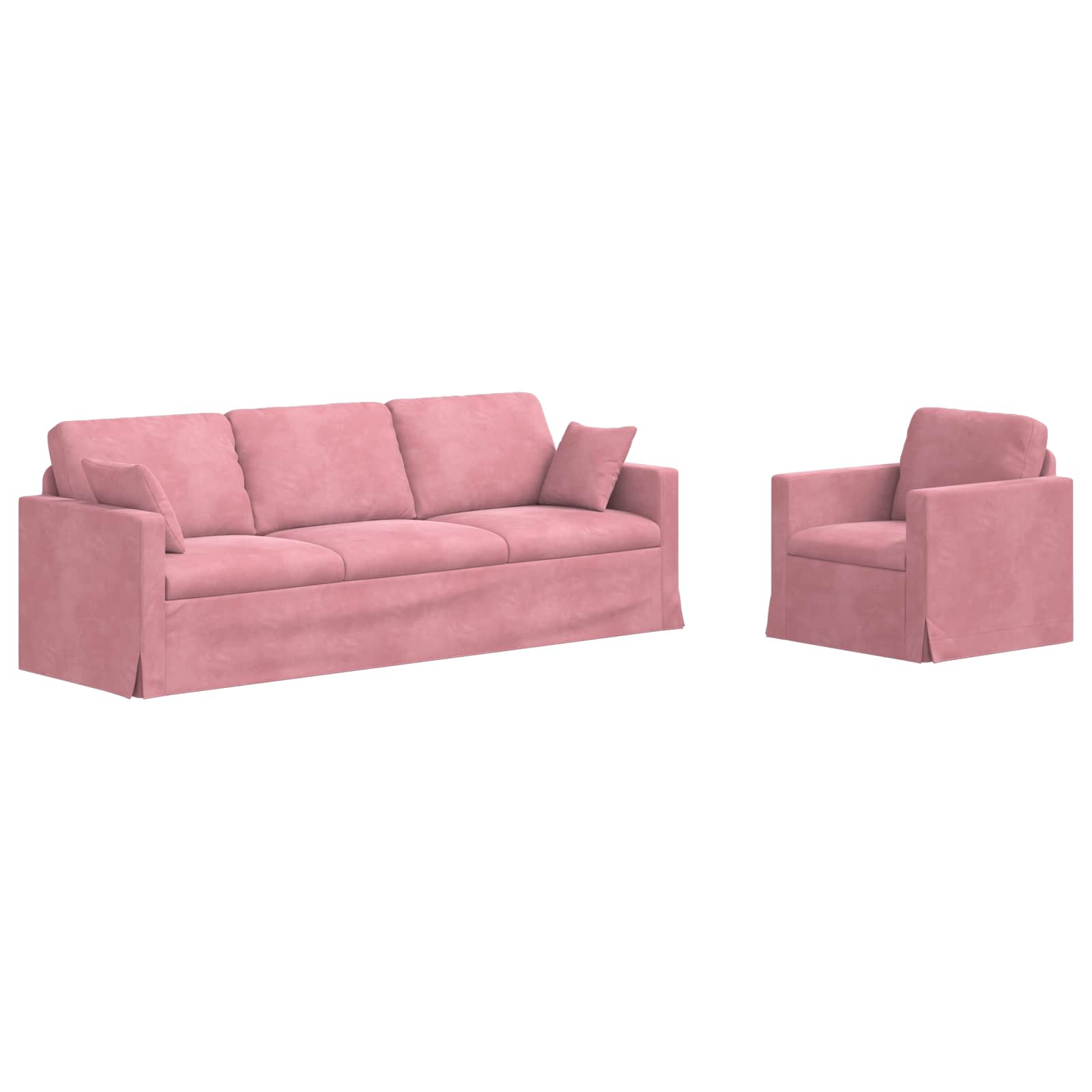 vidaXL Zestaw Sof 2 pcs Różowy 228 x 78 x 80 cm Aksamit