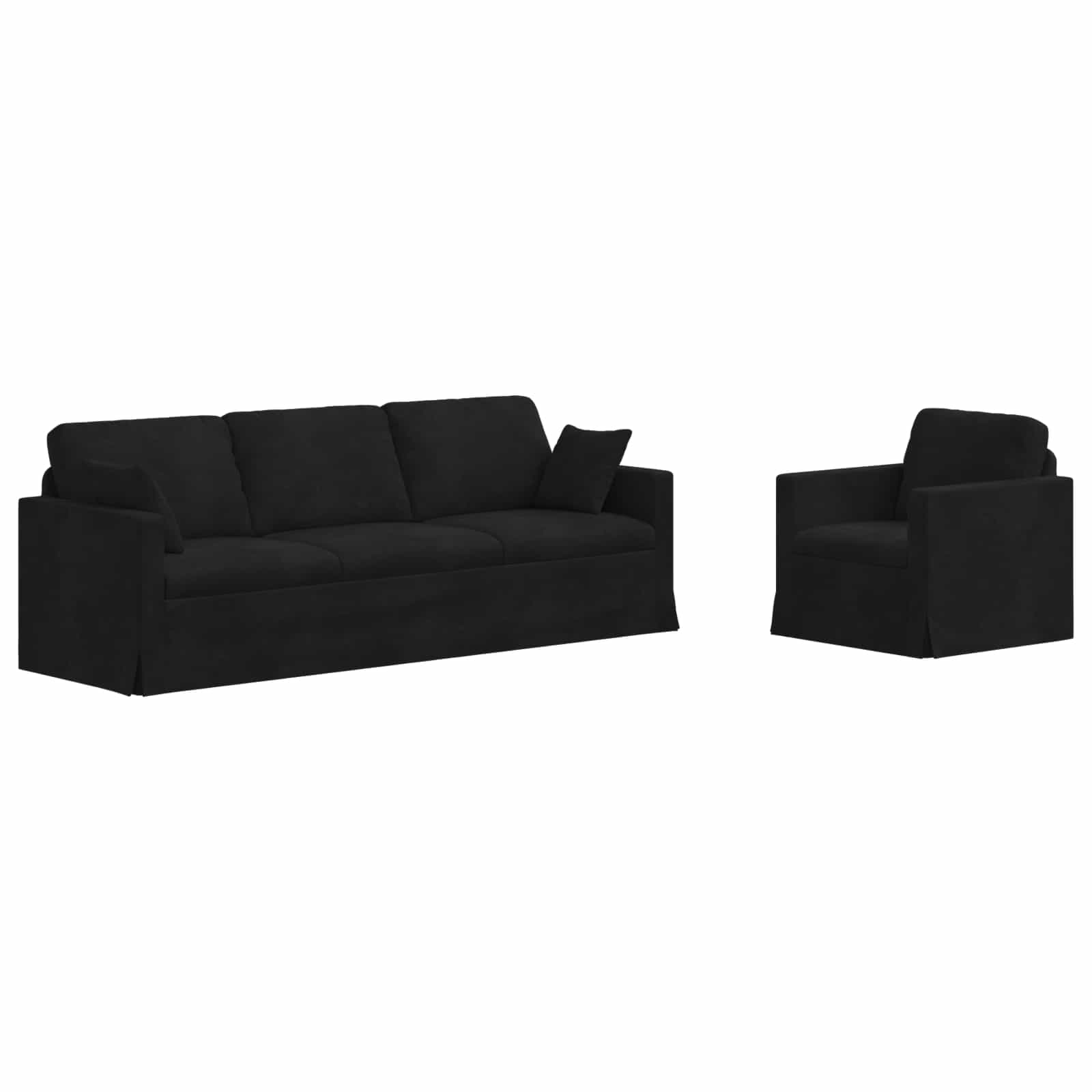 vidaXL Zestaw Sof 2 pcs Czarny Aksamit