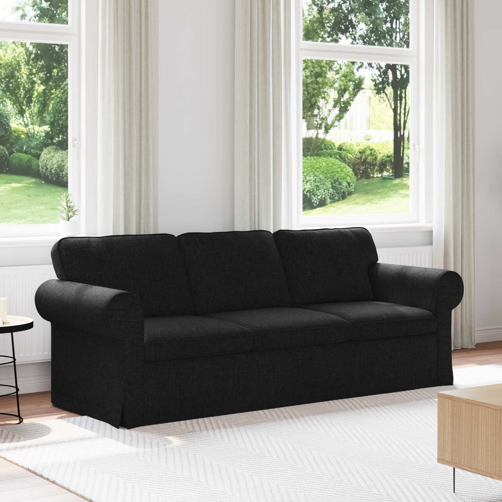 vidaXL Sofa Czarny 215 x 82 x 80 cm tkanina