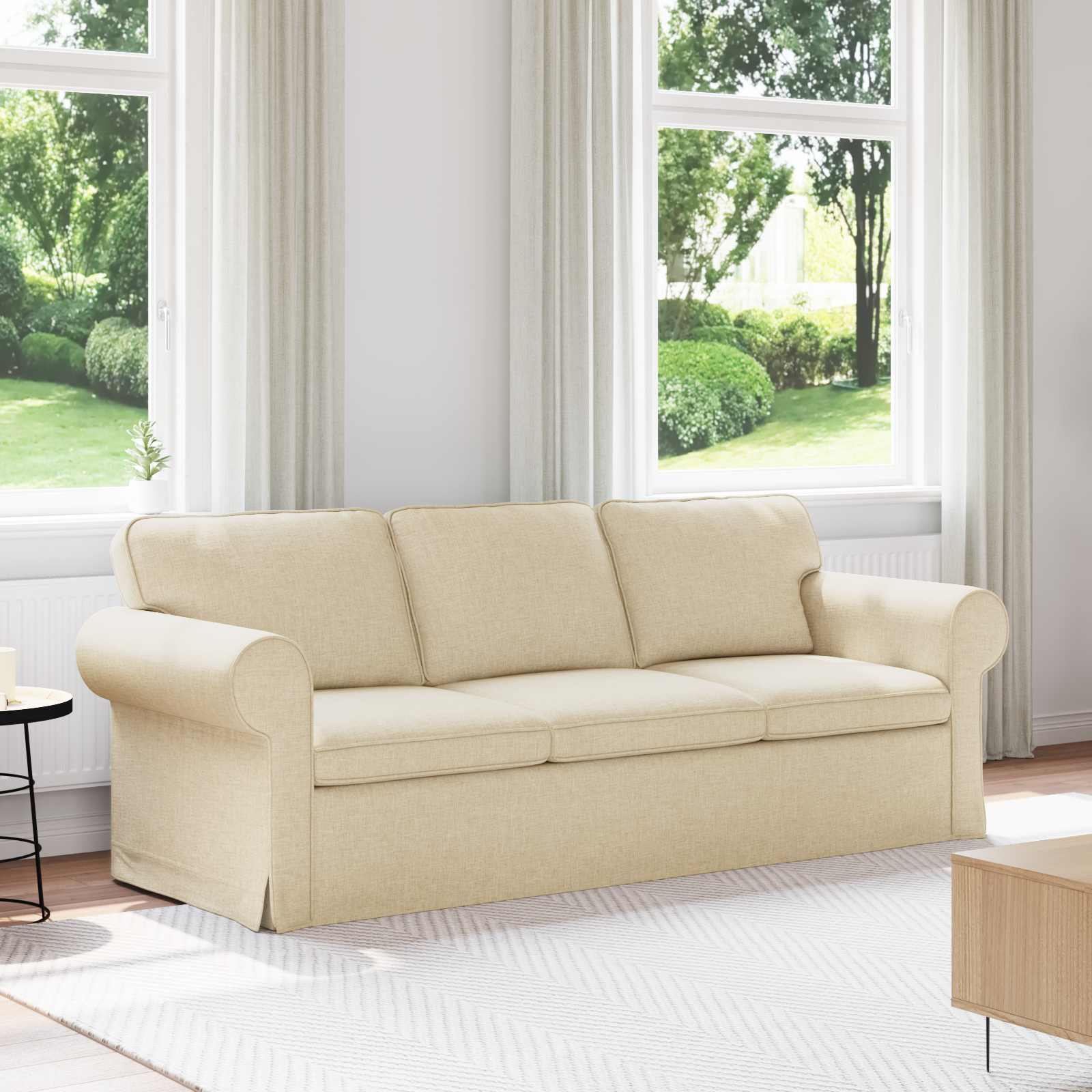 vidaXL Sofa Kremowy 215 x 82 x 80 cm tkanina