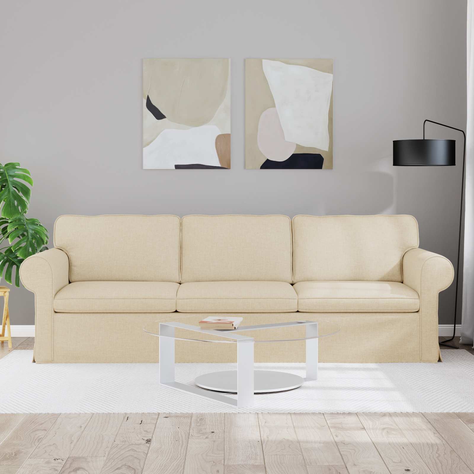 vidaXL Sofa Kremowy 245 x 82 x 80 cm tkanina