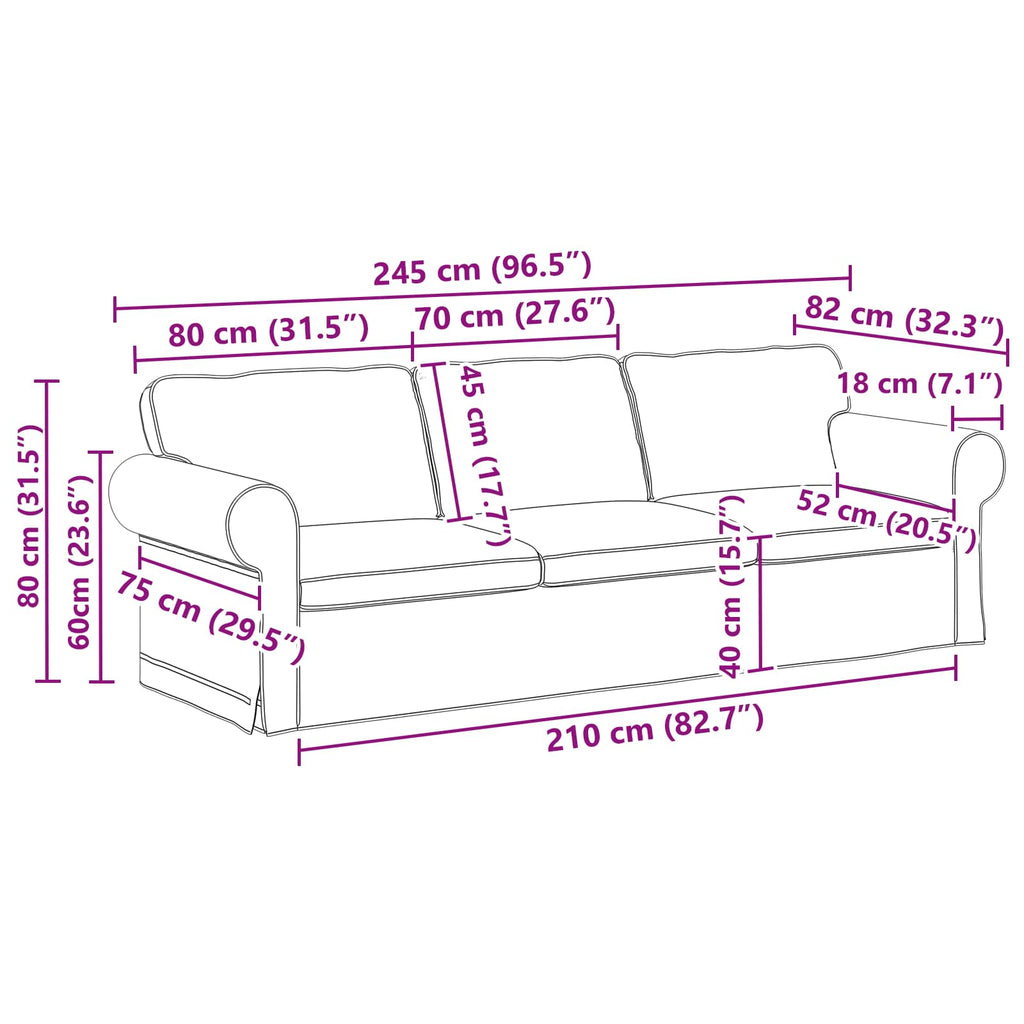 vidaXL Sofa Niebieski 245 x 82 x 80 cm tkanina