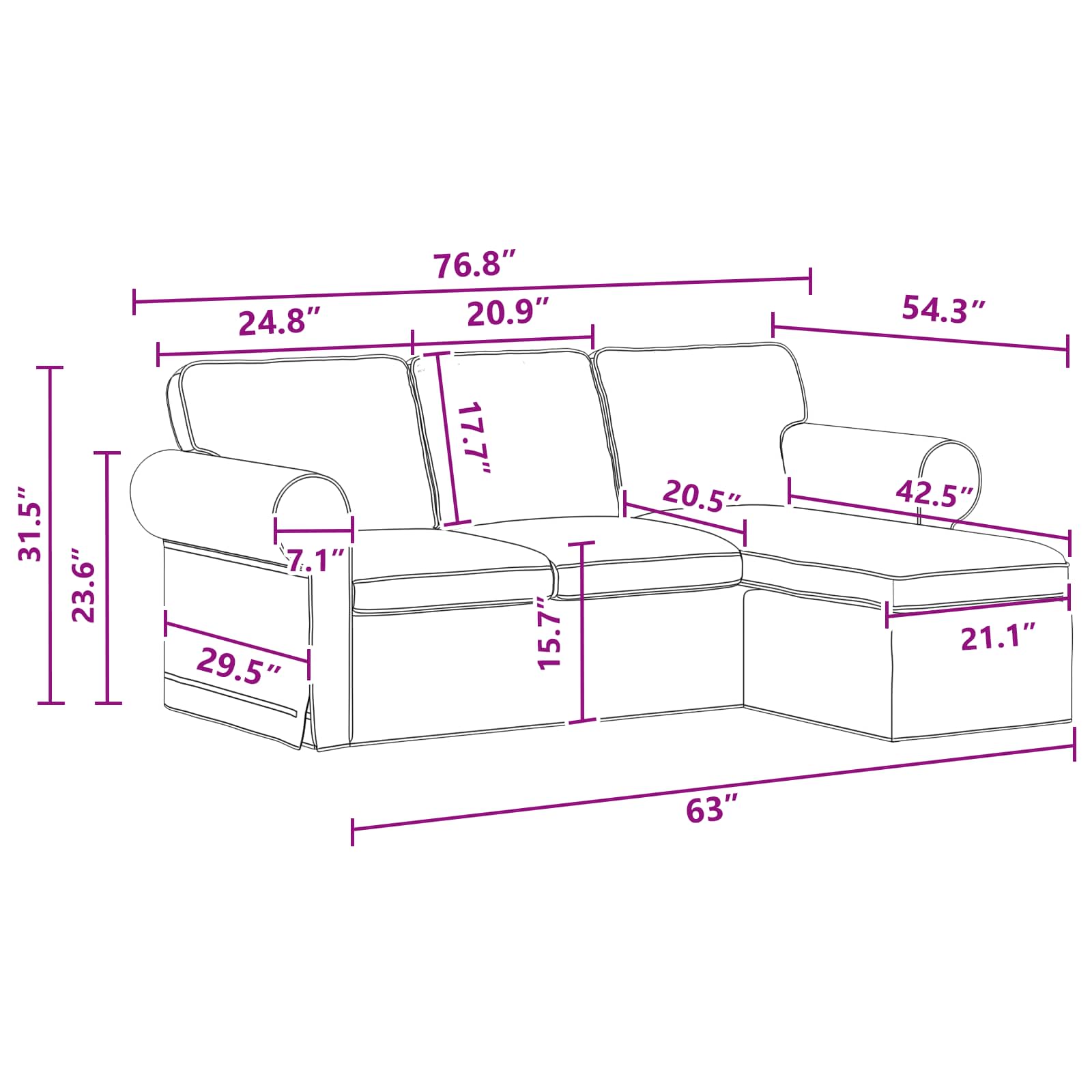 vidaXL Sofa Ciemnoszary 195 x 138 x 80 cm tkanina