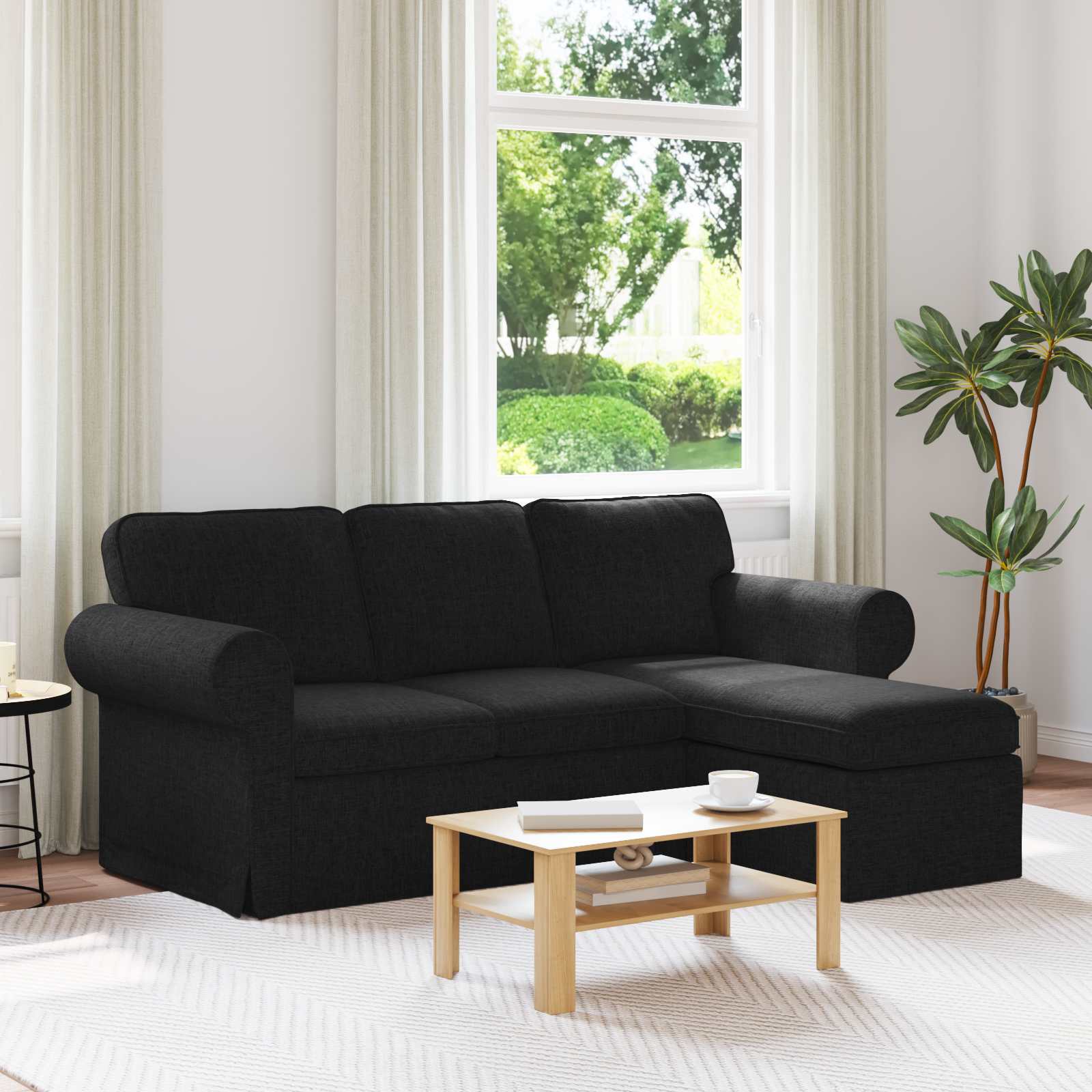 vidaXL Sofa Czarny 195 x 138 x 80 cm tkanina