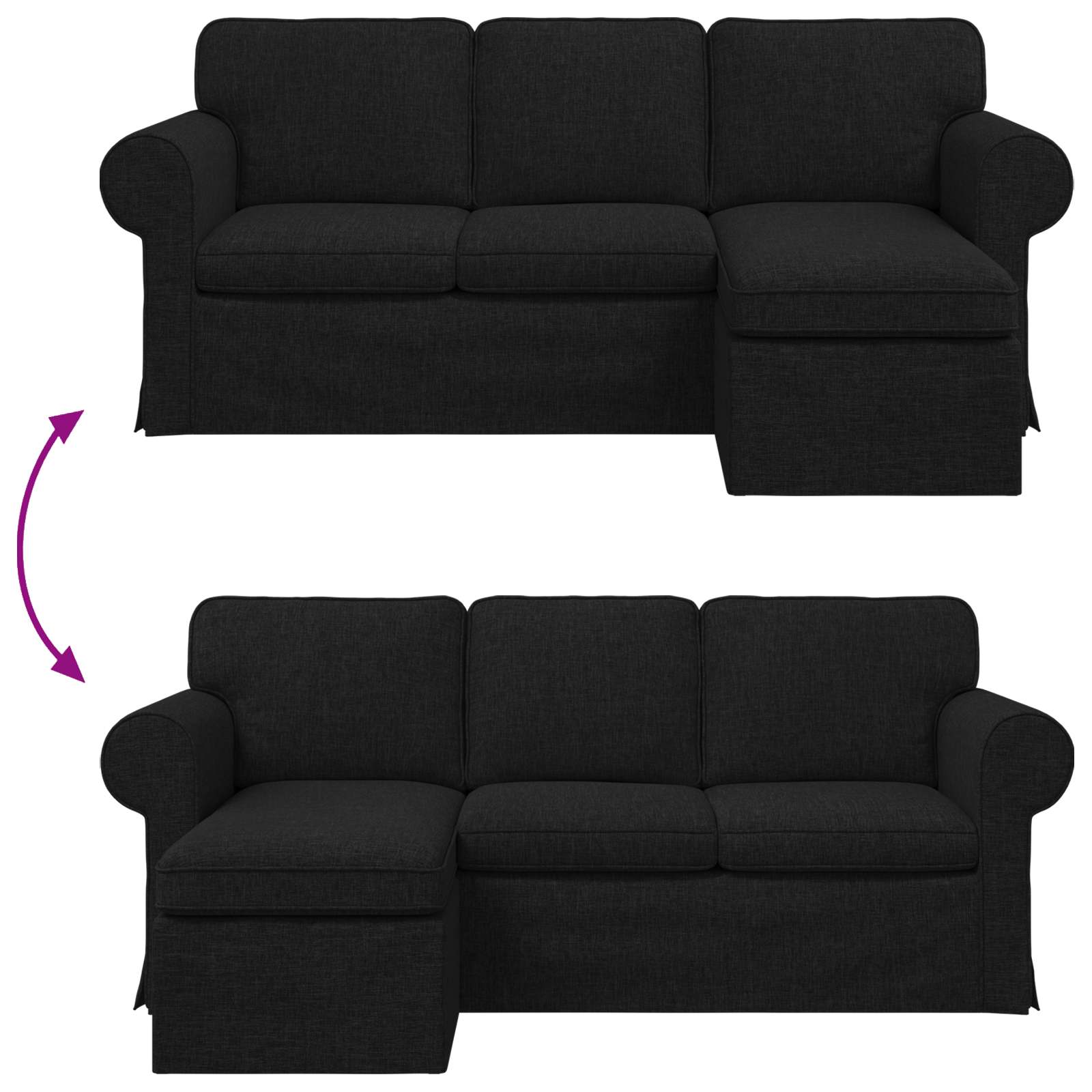 vidaXL Sofa Czarny 195 x 138 x 80 cm tkanina