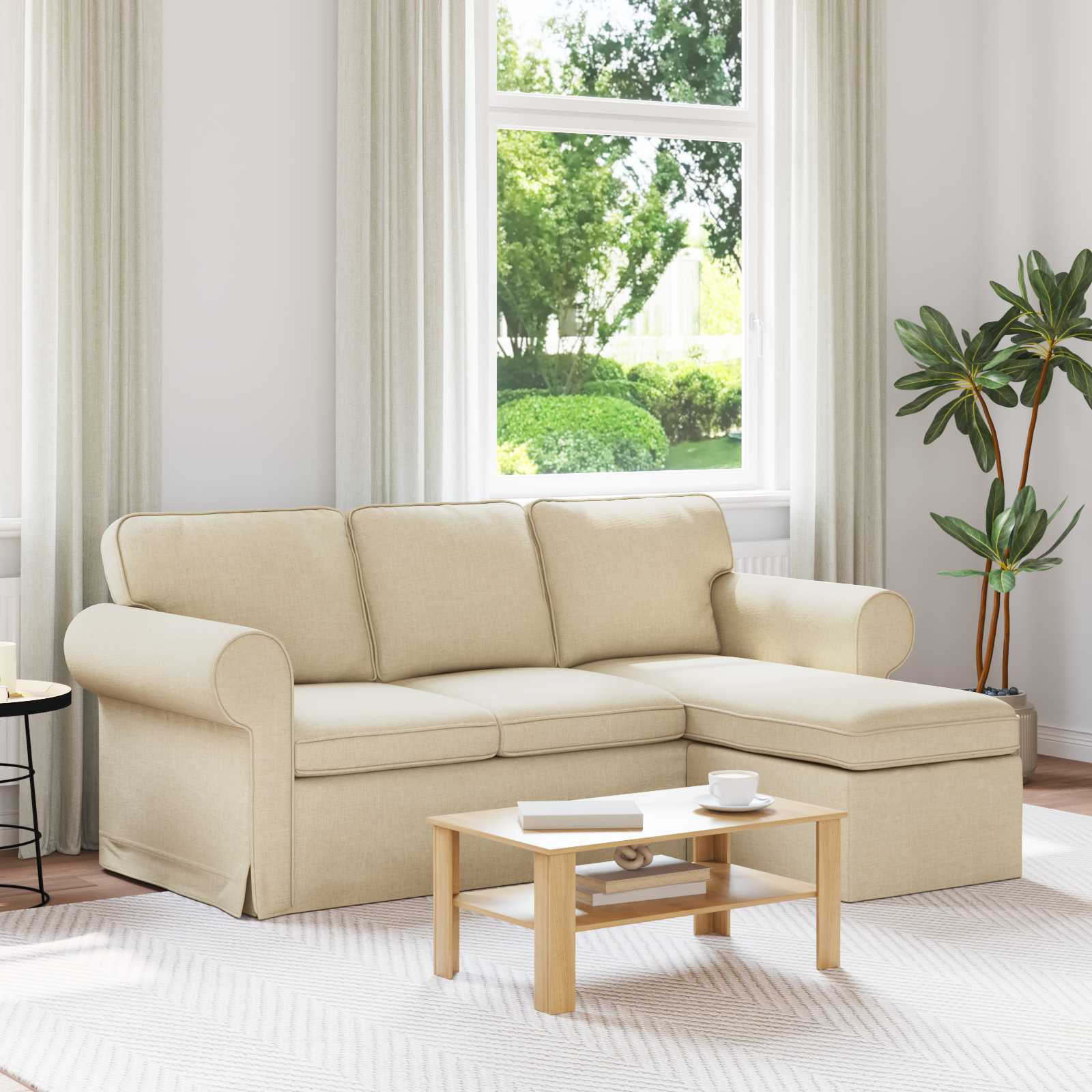 vidaXL Sofa Kremowy 195 x 138 x 80 cm tkanina