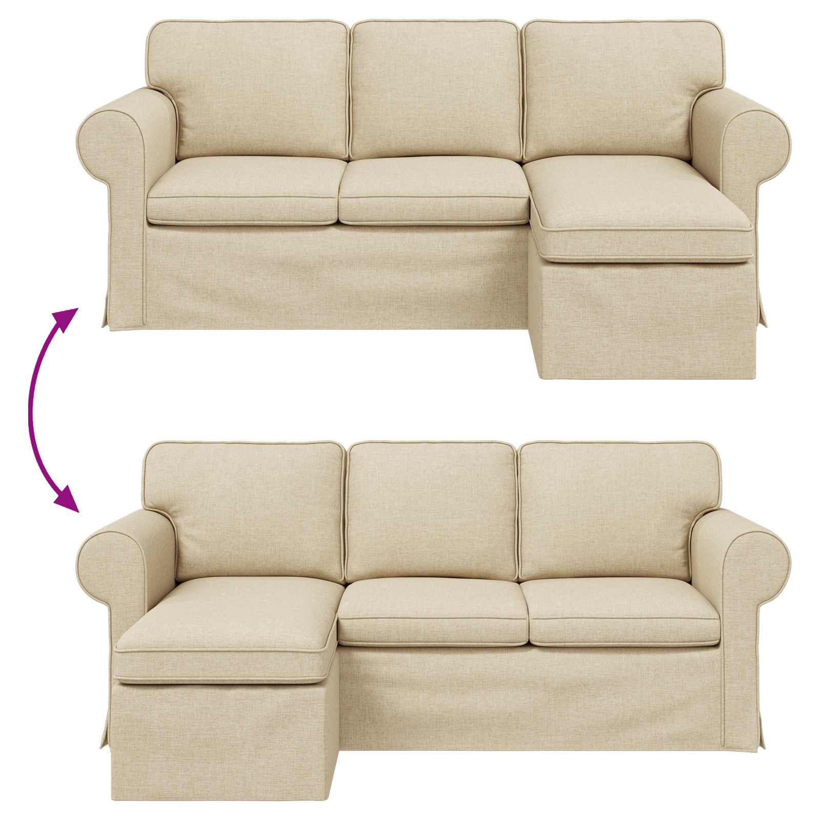 vidaXL Sofa Kremowy 195 x 138 x 80 cm tkanina