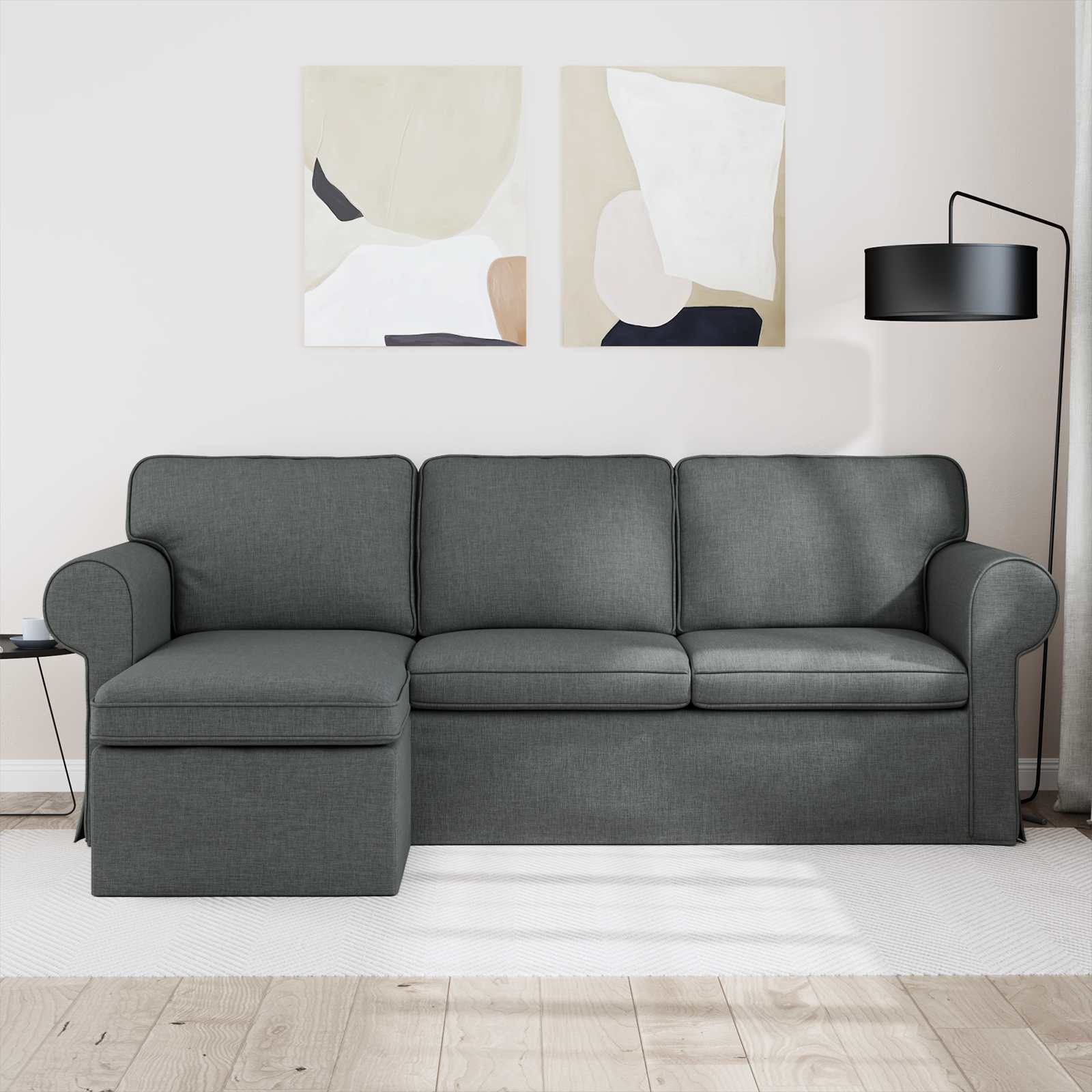 vidaXL Sofa Ciemnoszary 215 x 138 x 80 cm tkanina