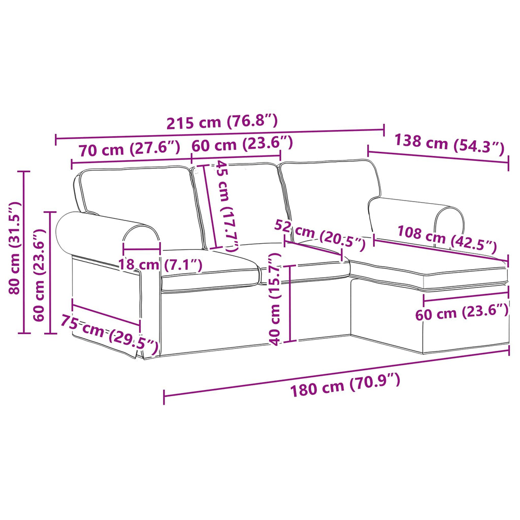 vidaXL Sofa Ciemnoszary 215 x 138 x 80 cm tkanina