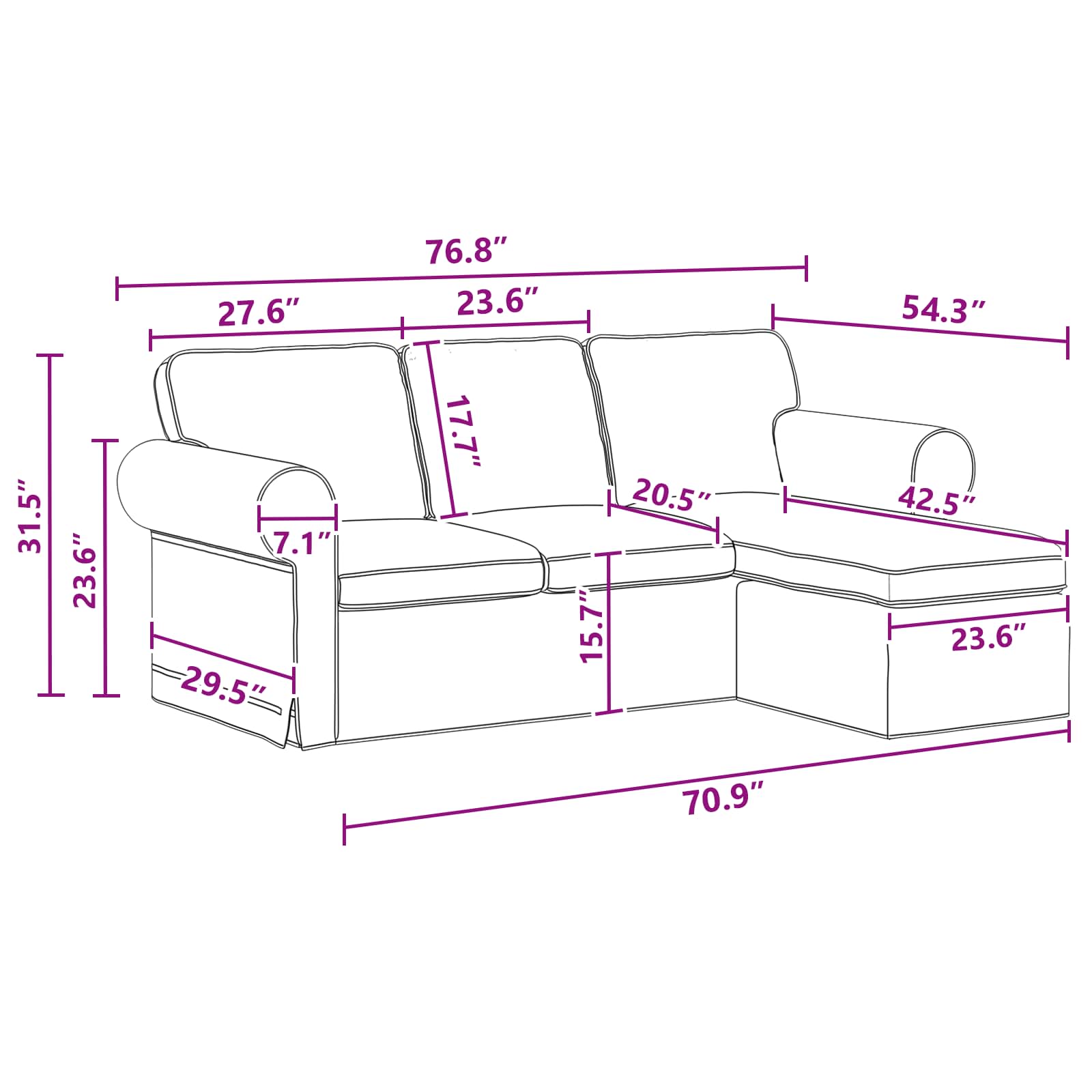 vidaXL Sofa Ciemnoszary 215 x 138 x 80 cm tkanina