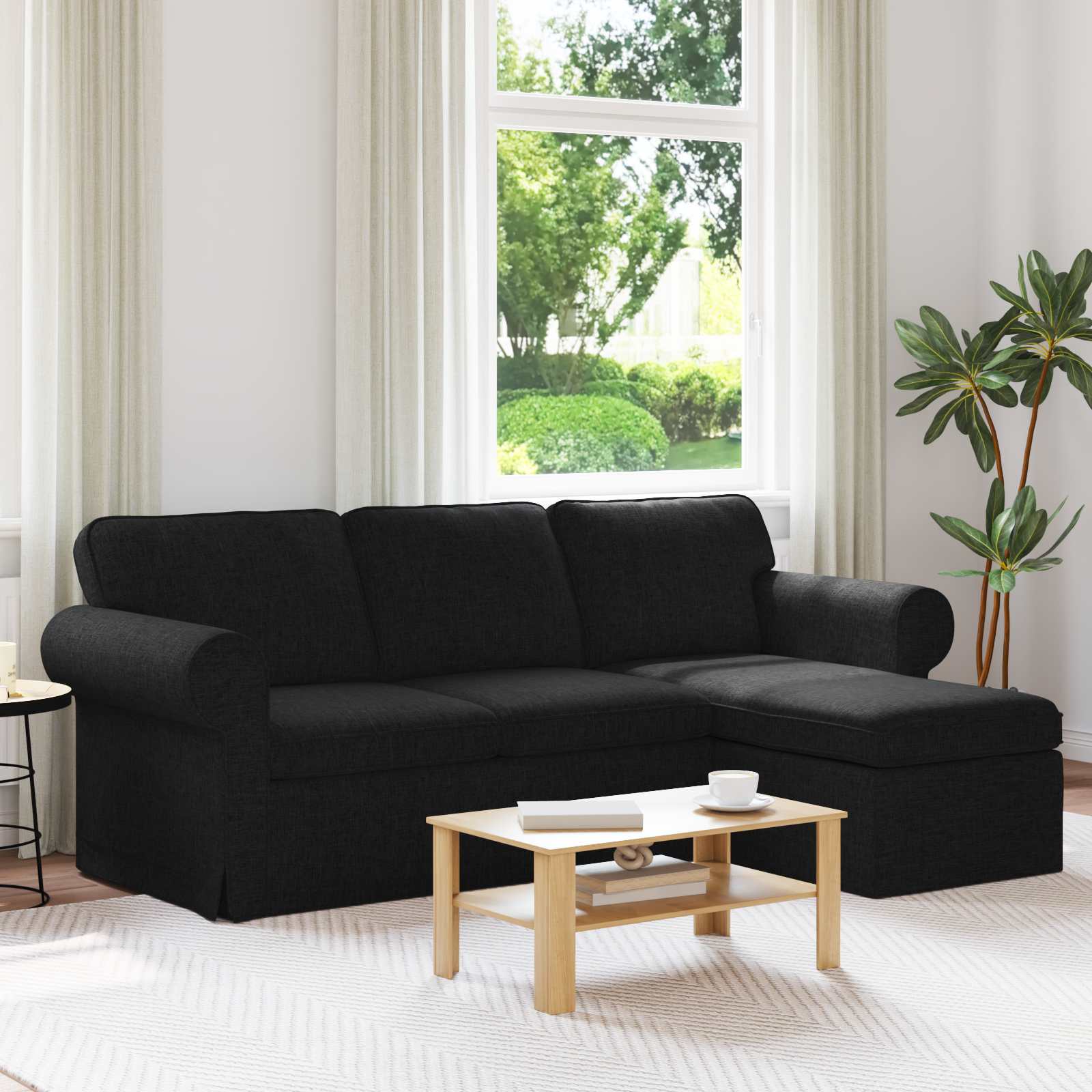 vidaXL Sofa Czarny 215 x 138 x 80 cm tkanina
