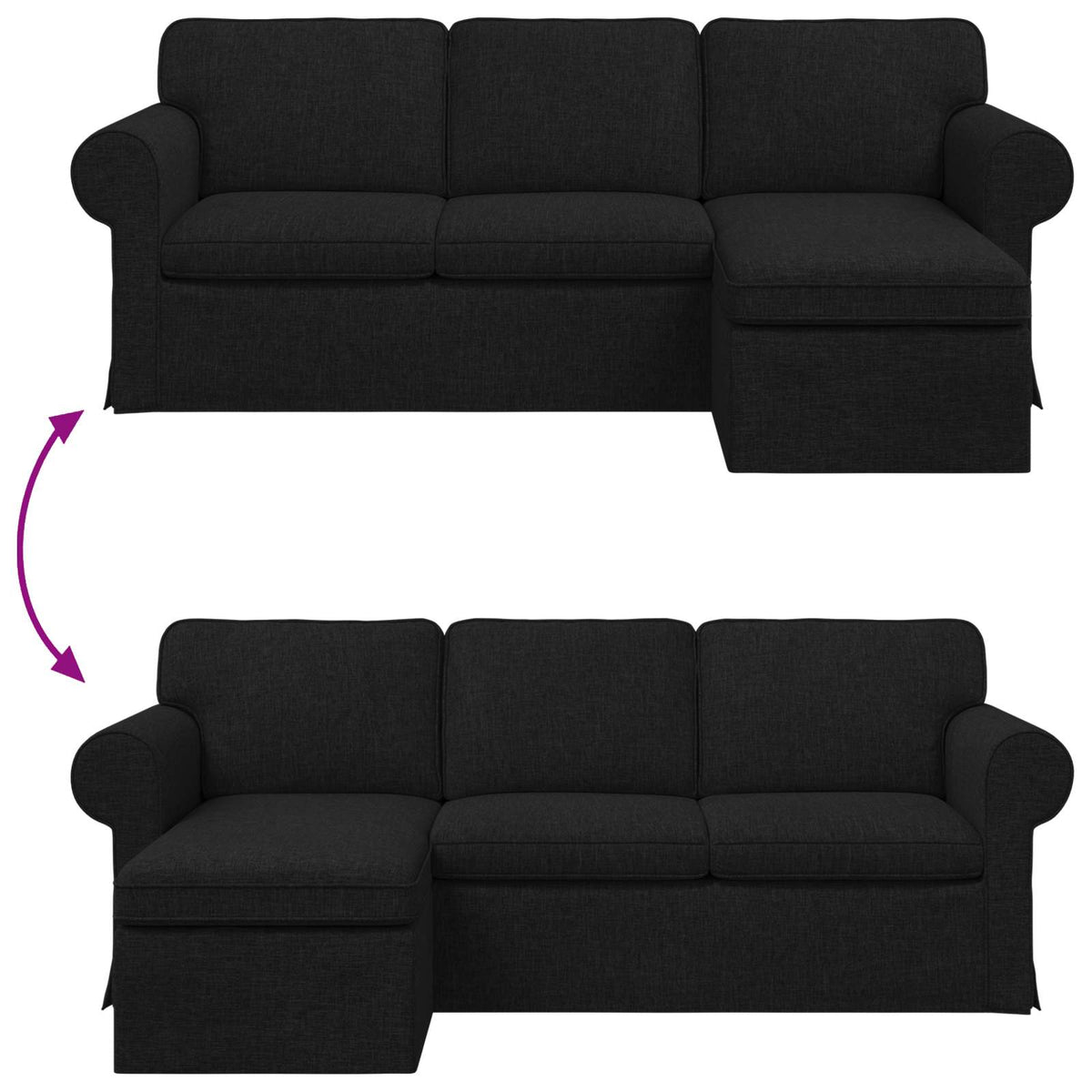 vidaXL Sofa Czarny 215 x 138 x 80 cm tkanina