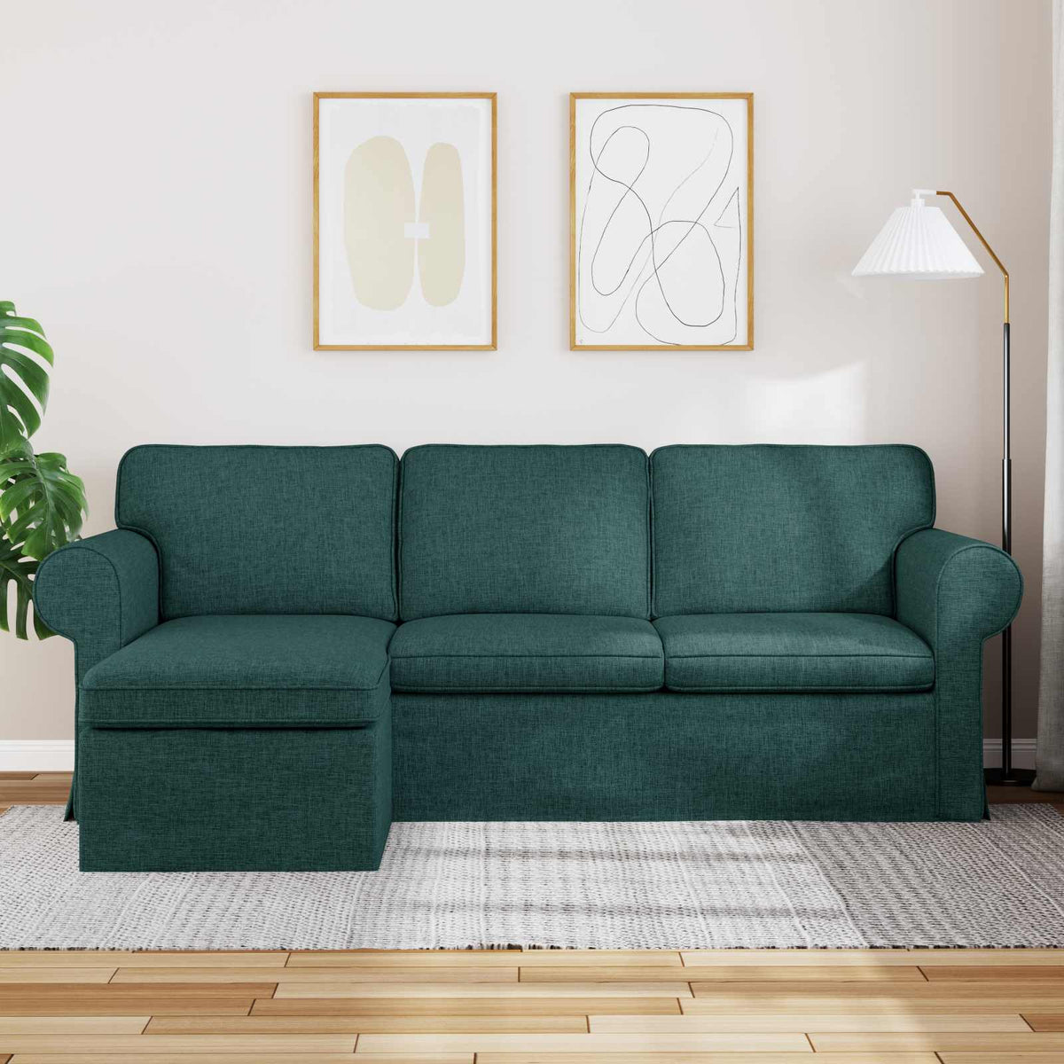 vidaXL Sofa Ciemna zieleń 215 x 138 x 80 cm tkanina