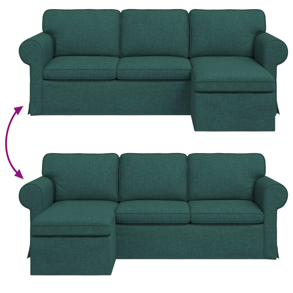 vidaXL Sofa Ciemna zieleń 215 x 138 x 80 cm tkanina