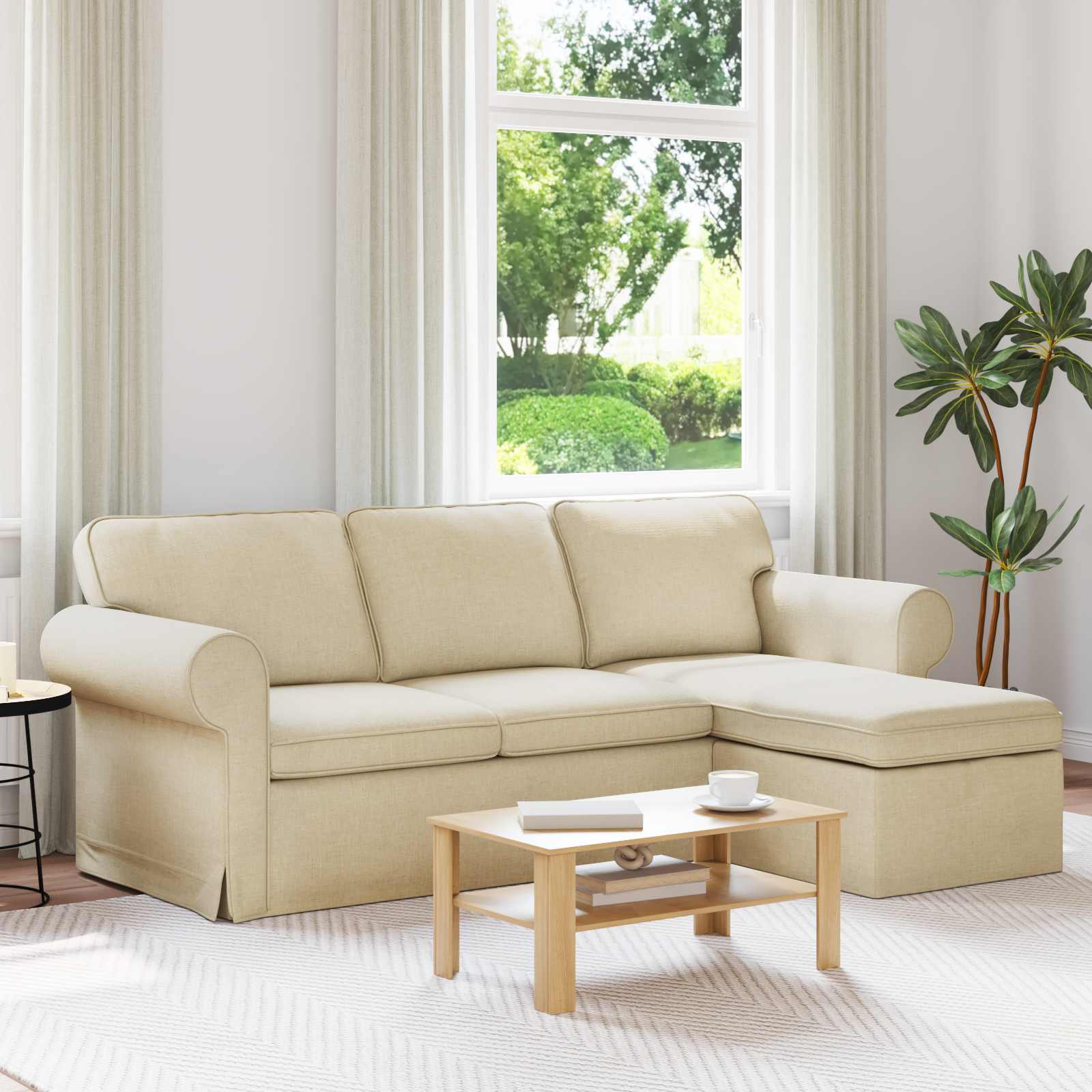 vidaXL Sofa Kremowy 215 x 138 x 80 cm tkanina