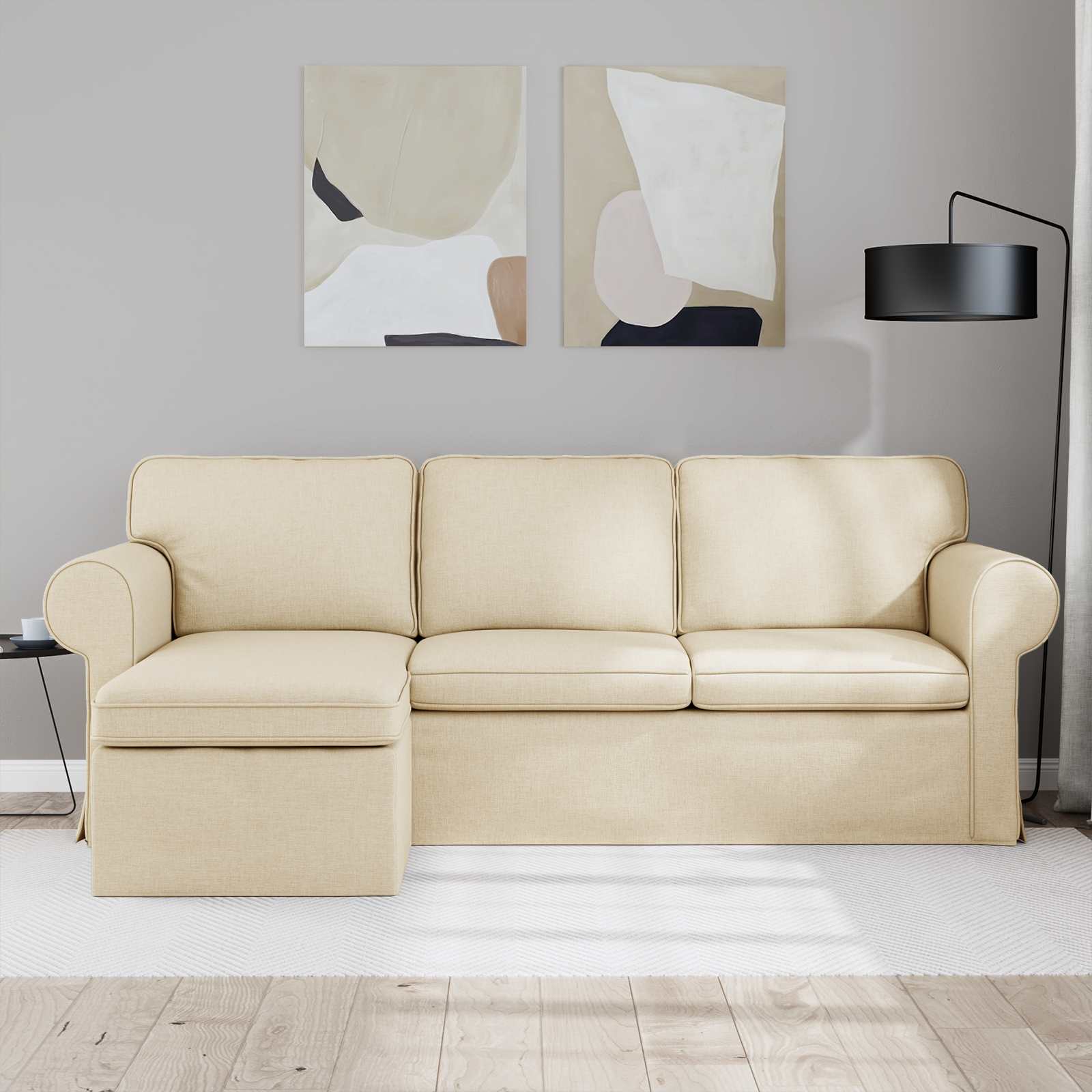 vidaXL Sofa Kremowy 215 x 138 x 80 cm tkanina