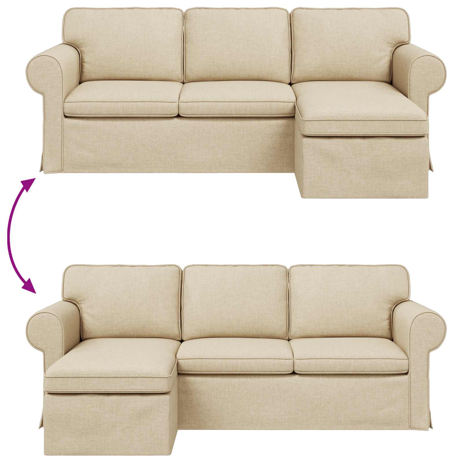 vidaXL Sofa Kremowy 215 x 138 x 80 cm tkanina