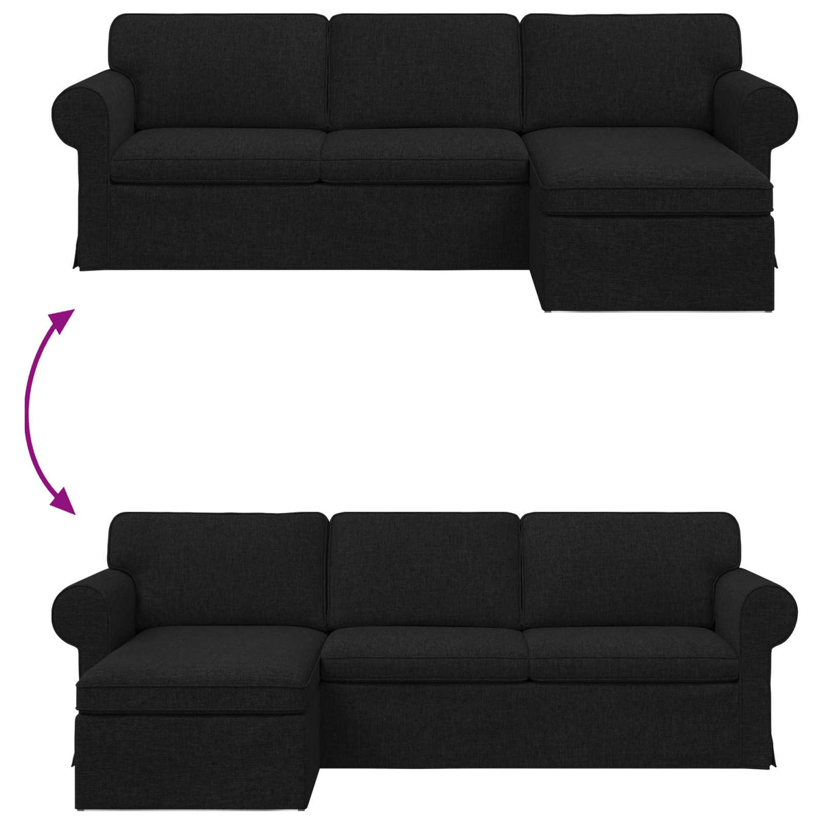 vidaXL Sofa Czarny 245 x 138 x 80 cm tkanina