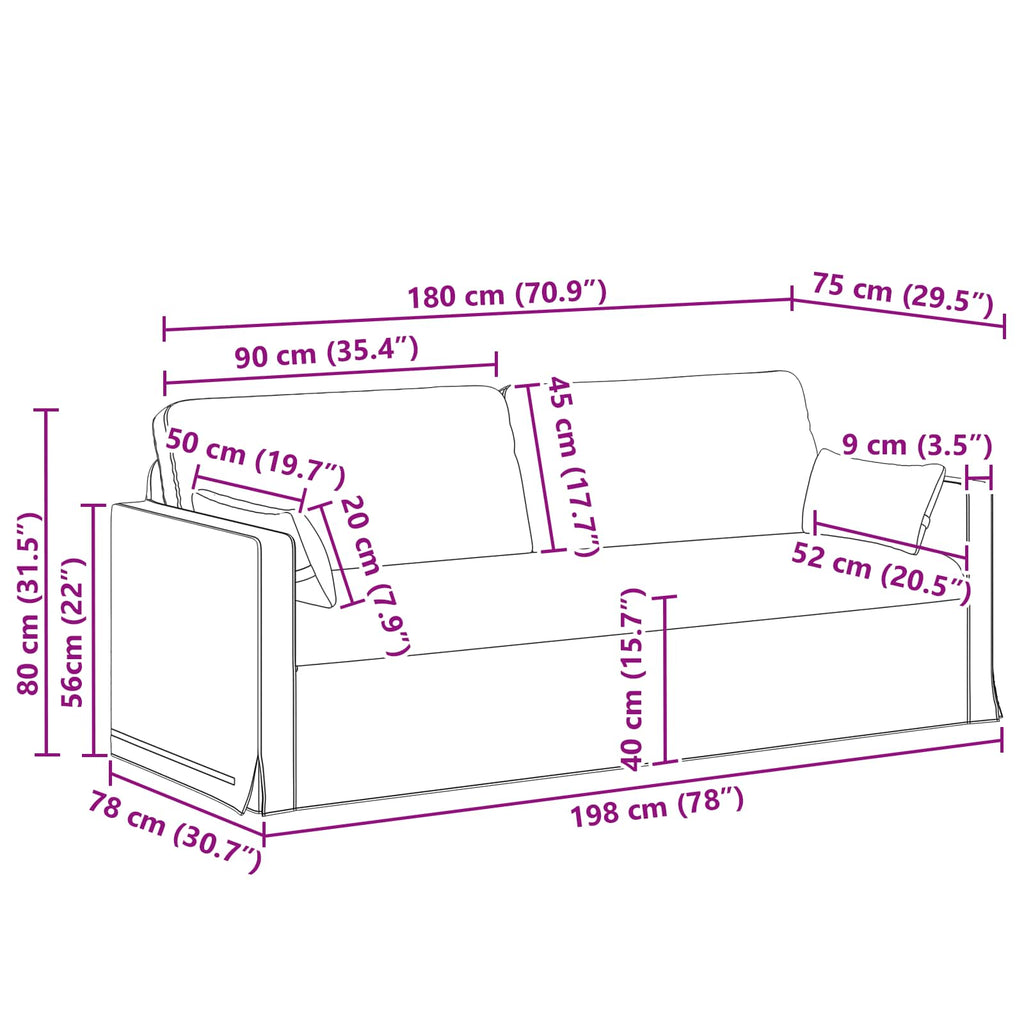 vidaXL Sofa Ciemnoszary 198 x 78 x 80 cm tkanina