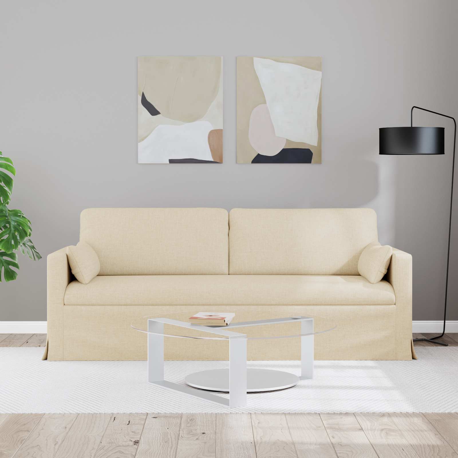 vidaXL Sofa Kremowy 198 x 78 x 80 cm tkanina