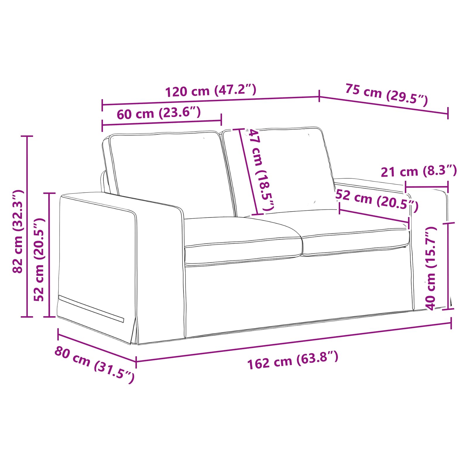 vidaXL Sofa Ciemna zieleń 162 x 80 x 82 cm tkanina