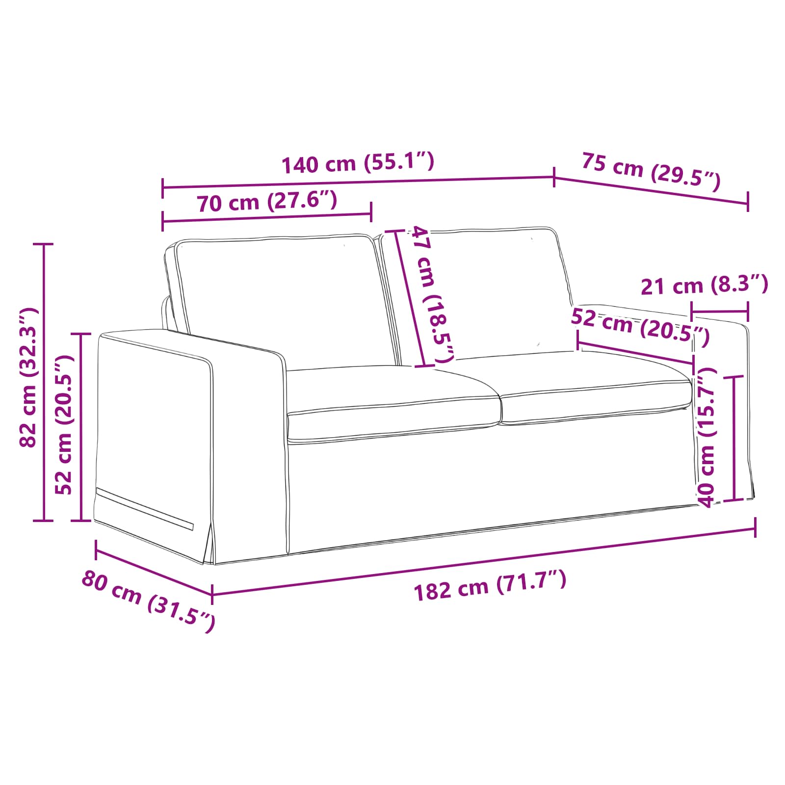 vidaXL Sofa Ciemna zieleń 182 x 80 x 82 cm tkanina