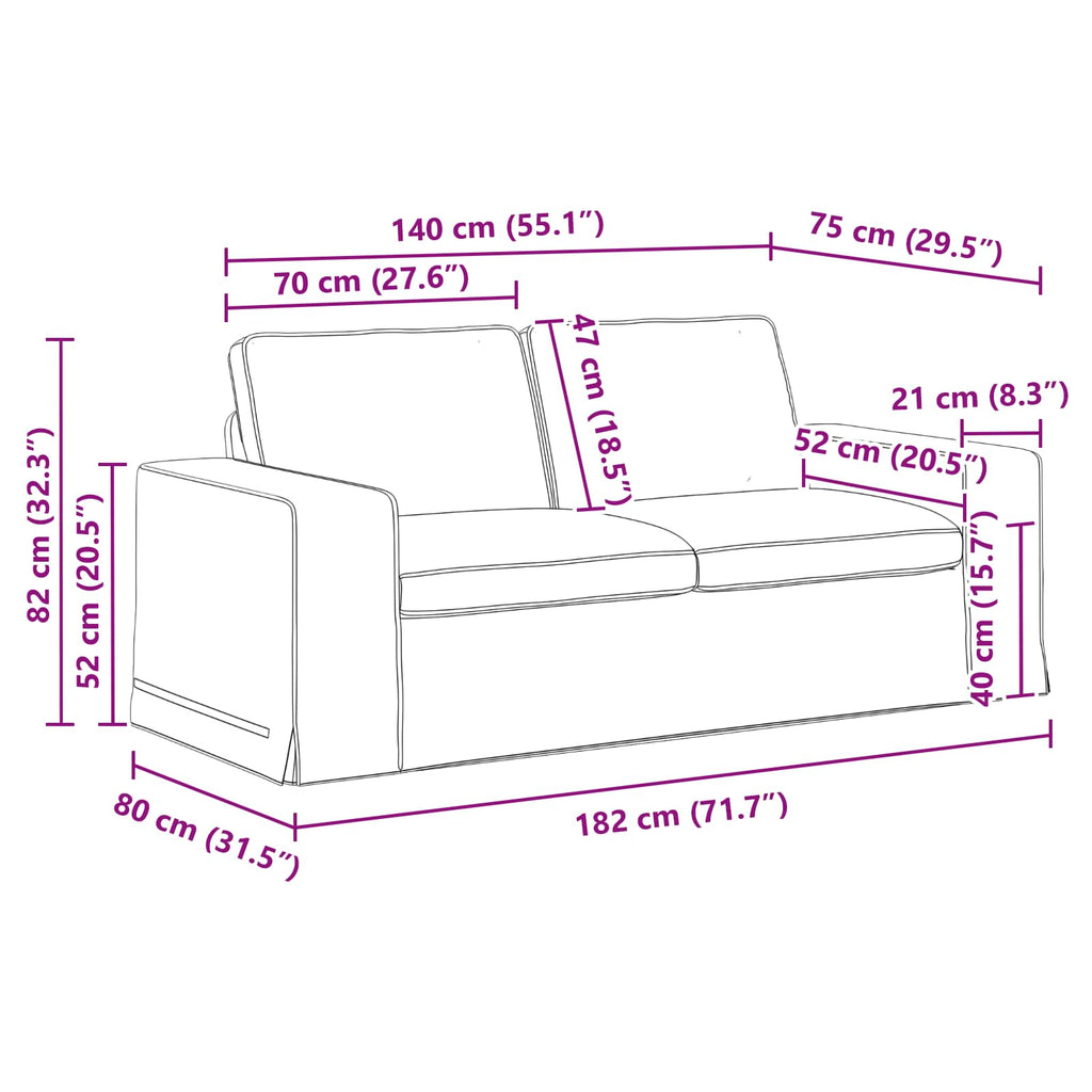 vidaXL Sofa Kremowy 182 x 80 x 82 cm tkanina