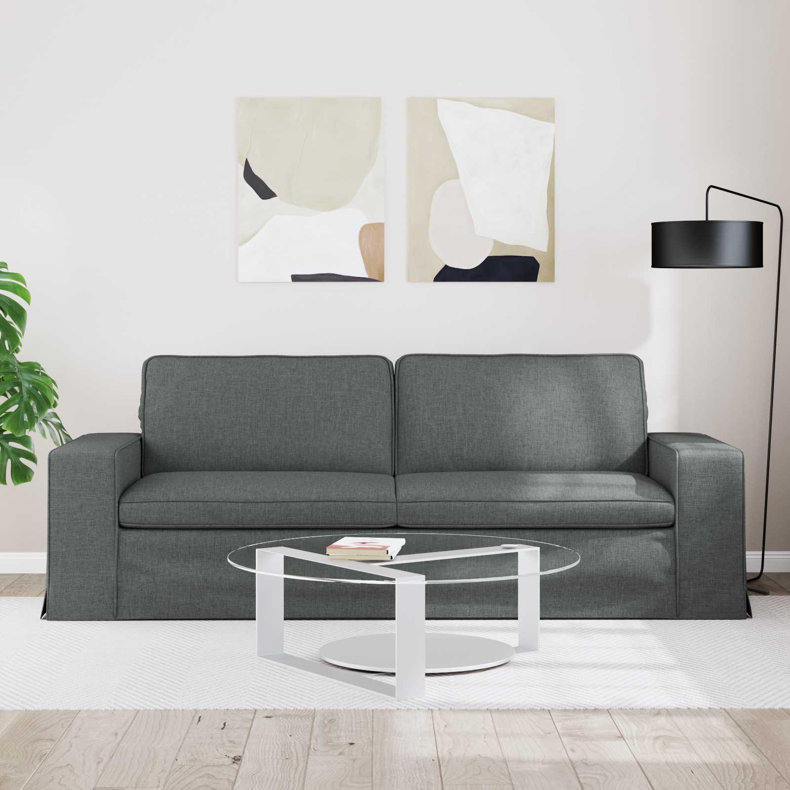vidaXL Sofa Ciemnoszary 222 x 80 x 82 cm tkanina